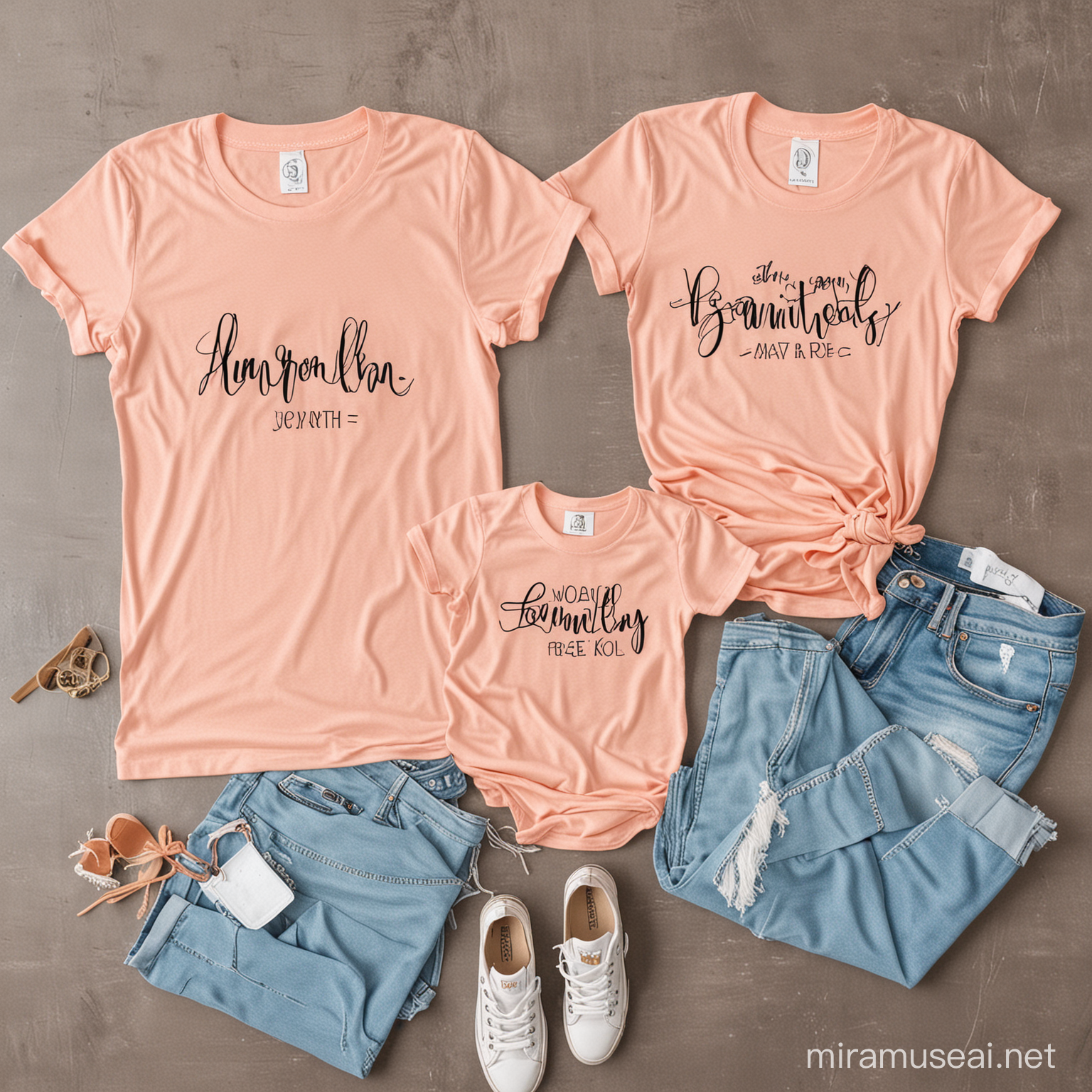 Family Matching TShirt Mockup in Peach Color