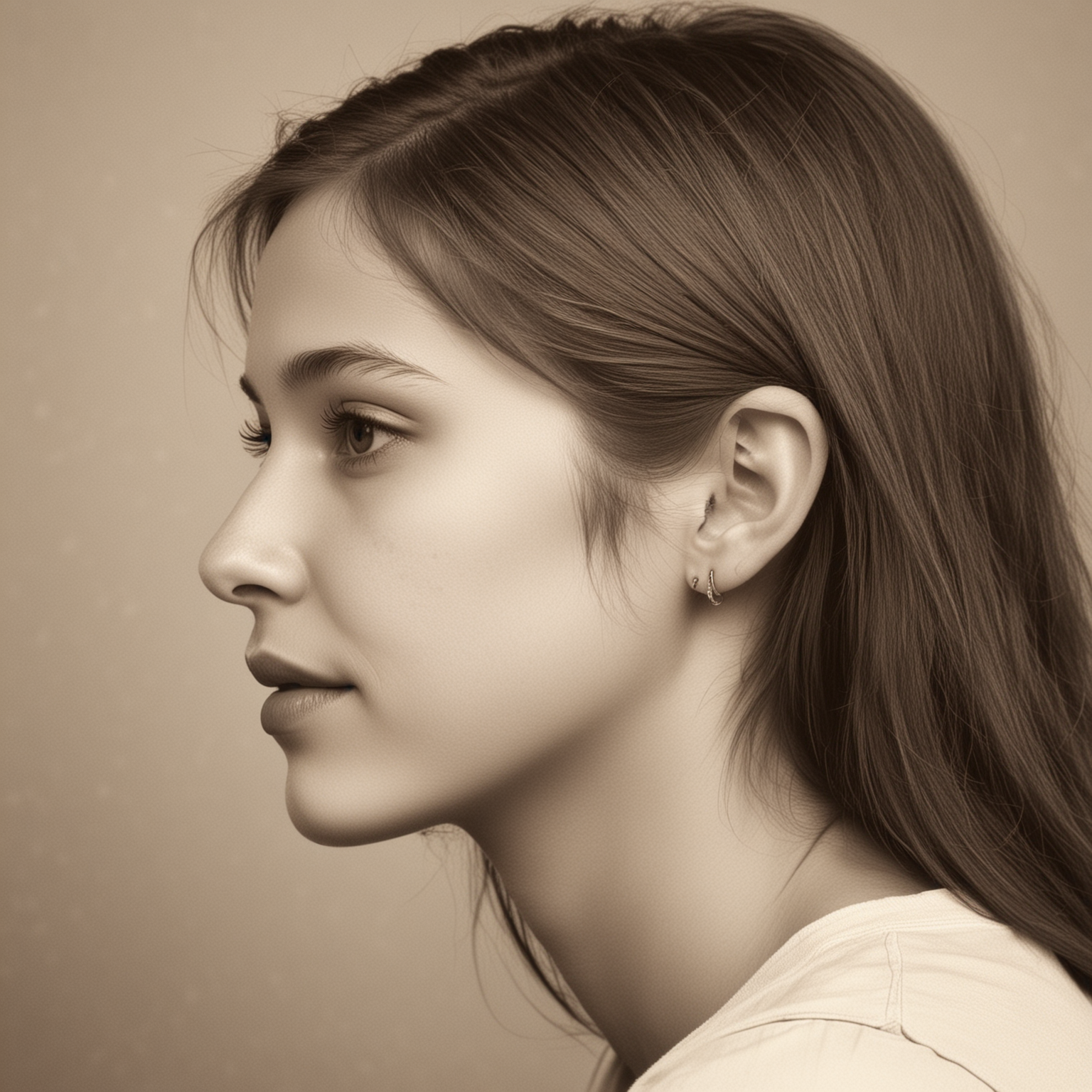 Portrait of a Teenage Girl in Sepia Profile