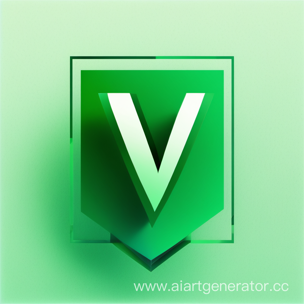 Буква V в пигментно зелёном цвете в виде почти что галочки, а сзади буквы apps по середине в почти что тех же цветах на прозрачном фоне