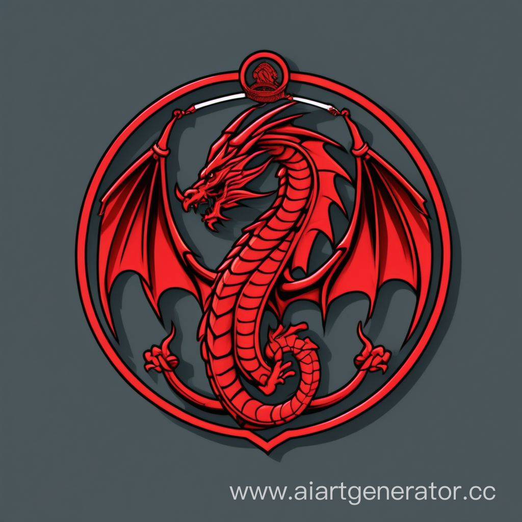 Значок Частной Военной Компании Красный дракон, минимализм, 2д