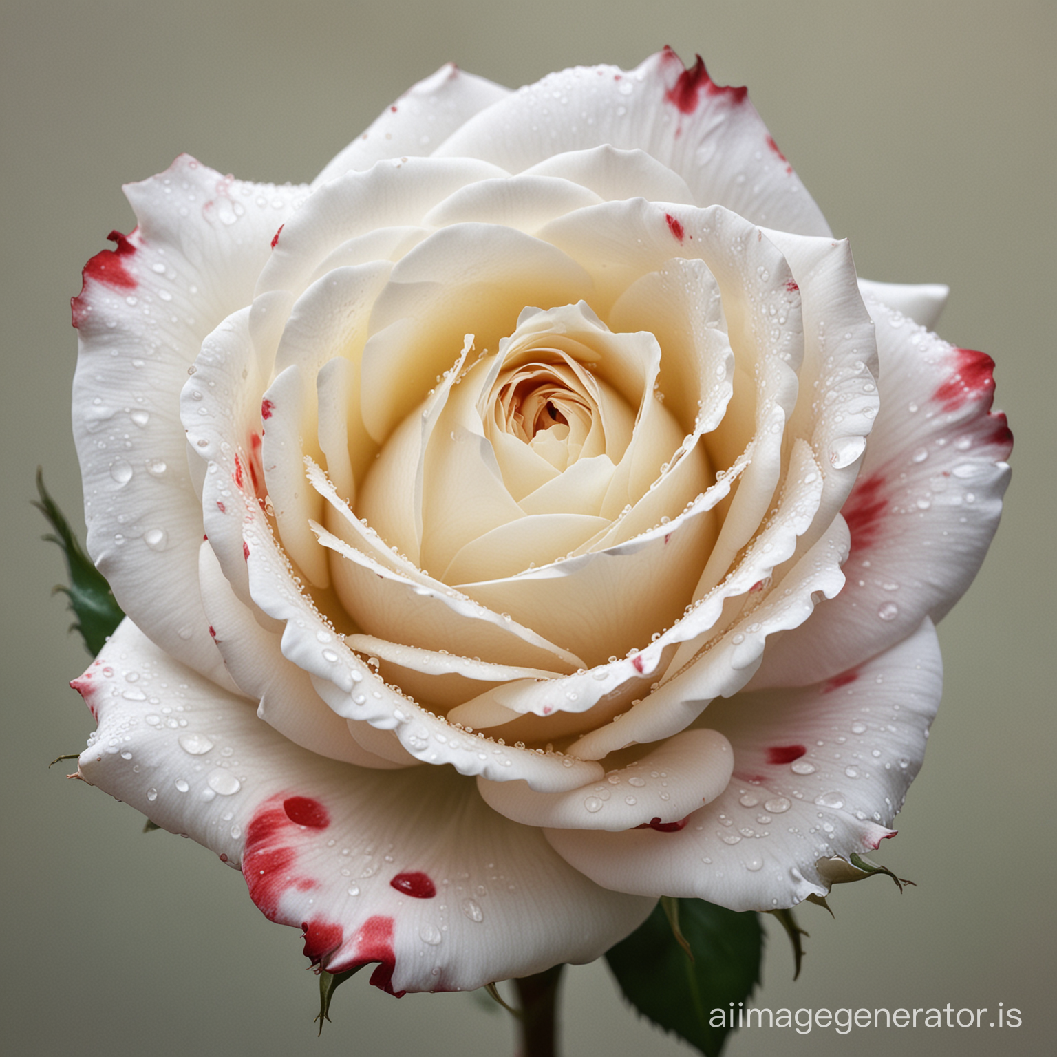 Una hermosa rosa blanca con manchas rojas con un estilo artistico