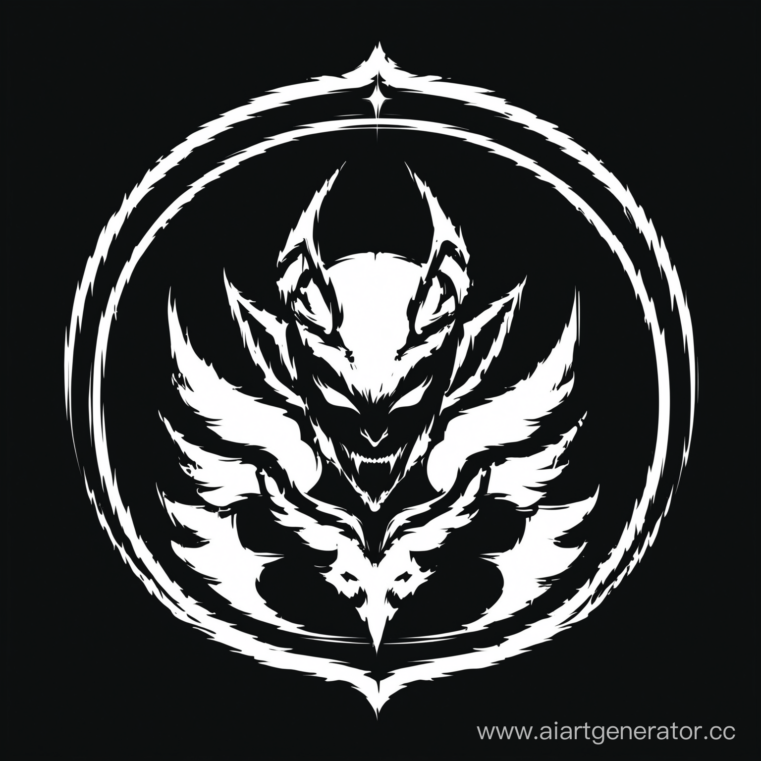 alias of people demons and angels, black and white, avatar for a fighting game, icon on a black background,minimalist