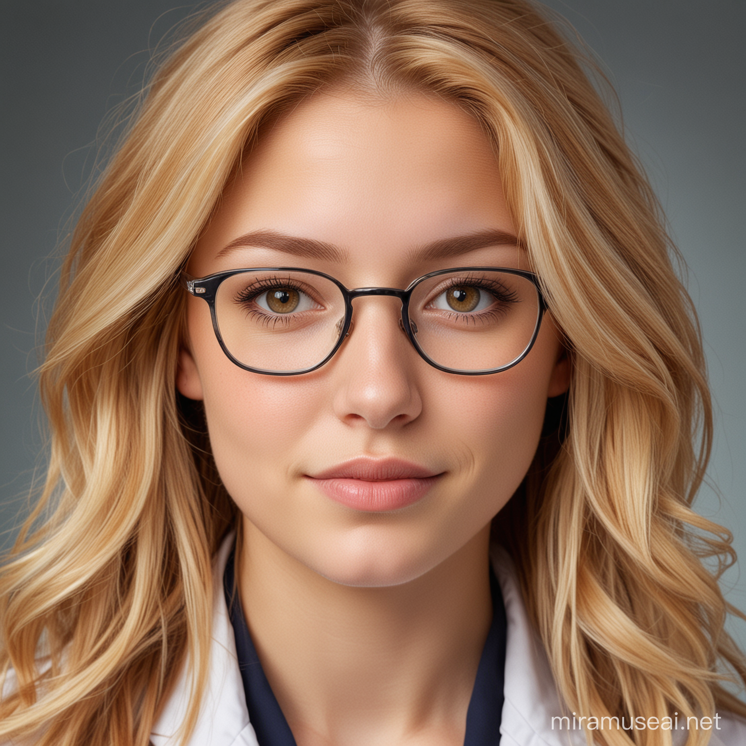 Young Woman Scientist in Glasses and Lab Coat