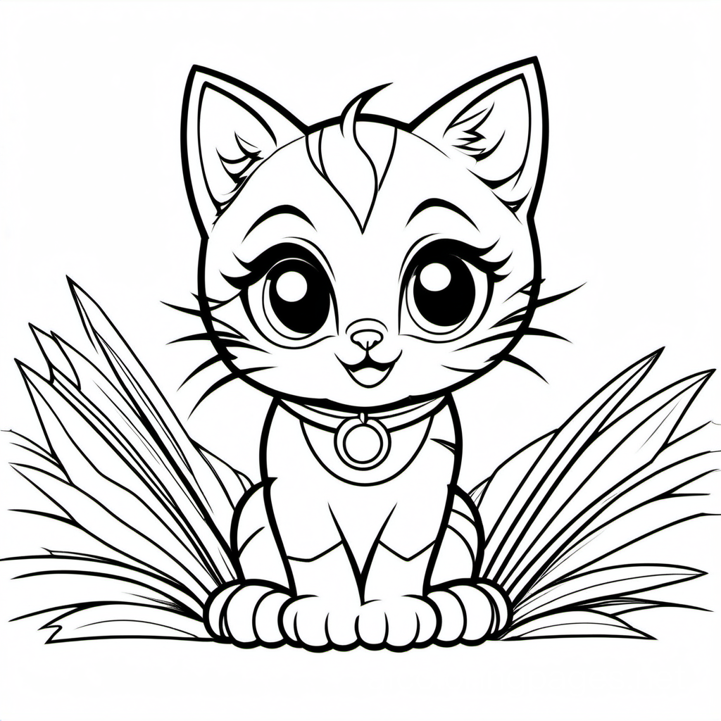 A cute cartoonic small kitten, Coloring Page, black and white, line art, white background, Simplicity, Ample White Space. The background of the coloring page is plain white to make it easy for young children to color within the lines. The outlines of all the subjects are easy to distinguish, making it simple for kids to color without too much difficulty

, Coloring Page, black and white, line art, white background, Simplicity, Ample White Space. The background of the coloring page is plain white to make it easy for young children to color within the lines. The outlines of all the subjects are easy to distinguish, making it simple for kids to color without too much difficulty
