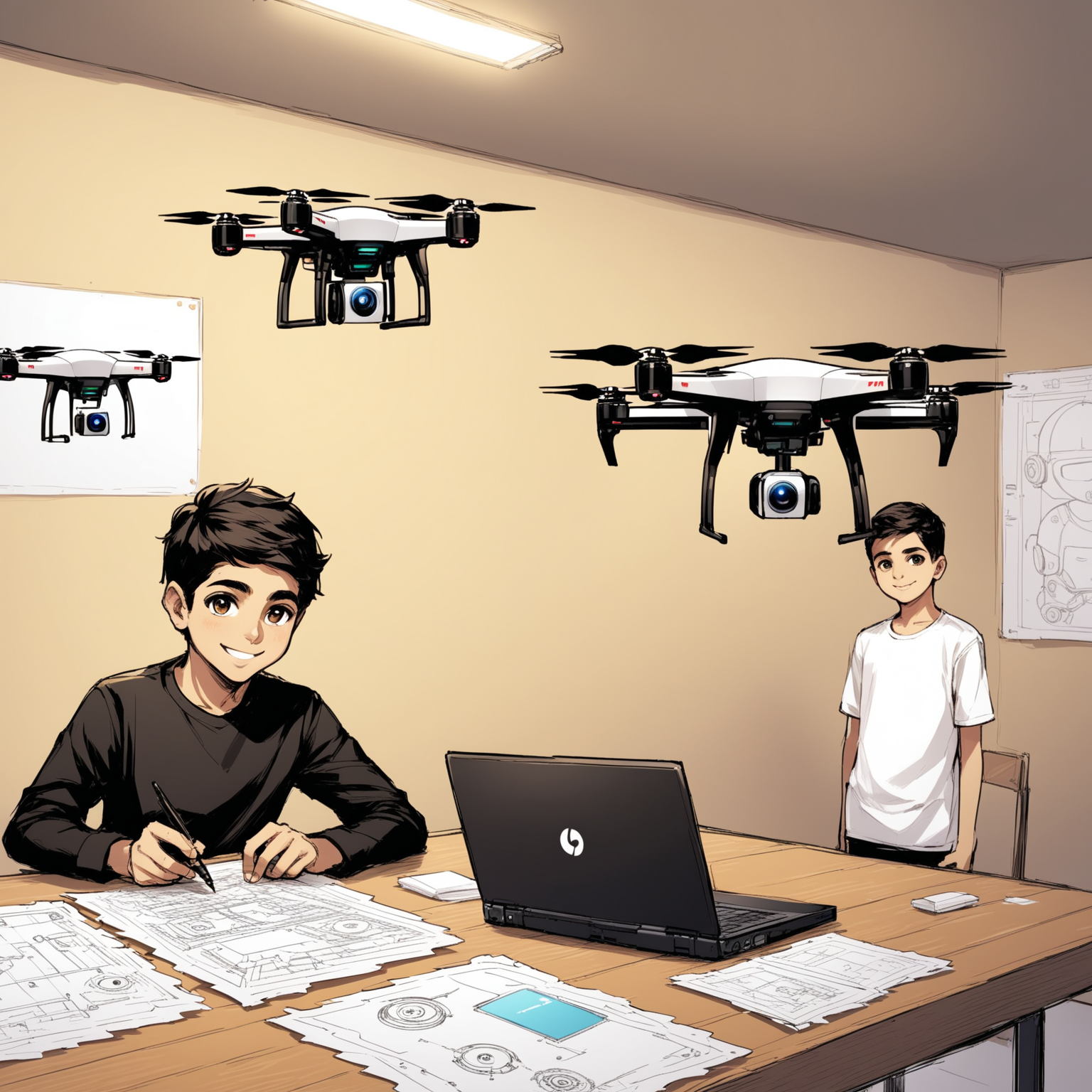 Persian Boys Designing Super Modern Drones in HighTech Workshop