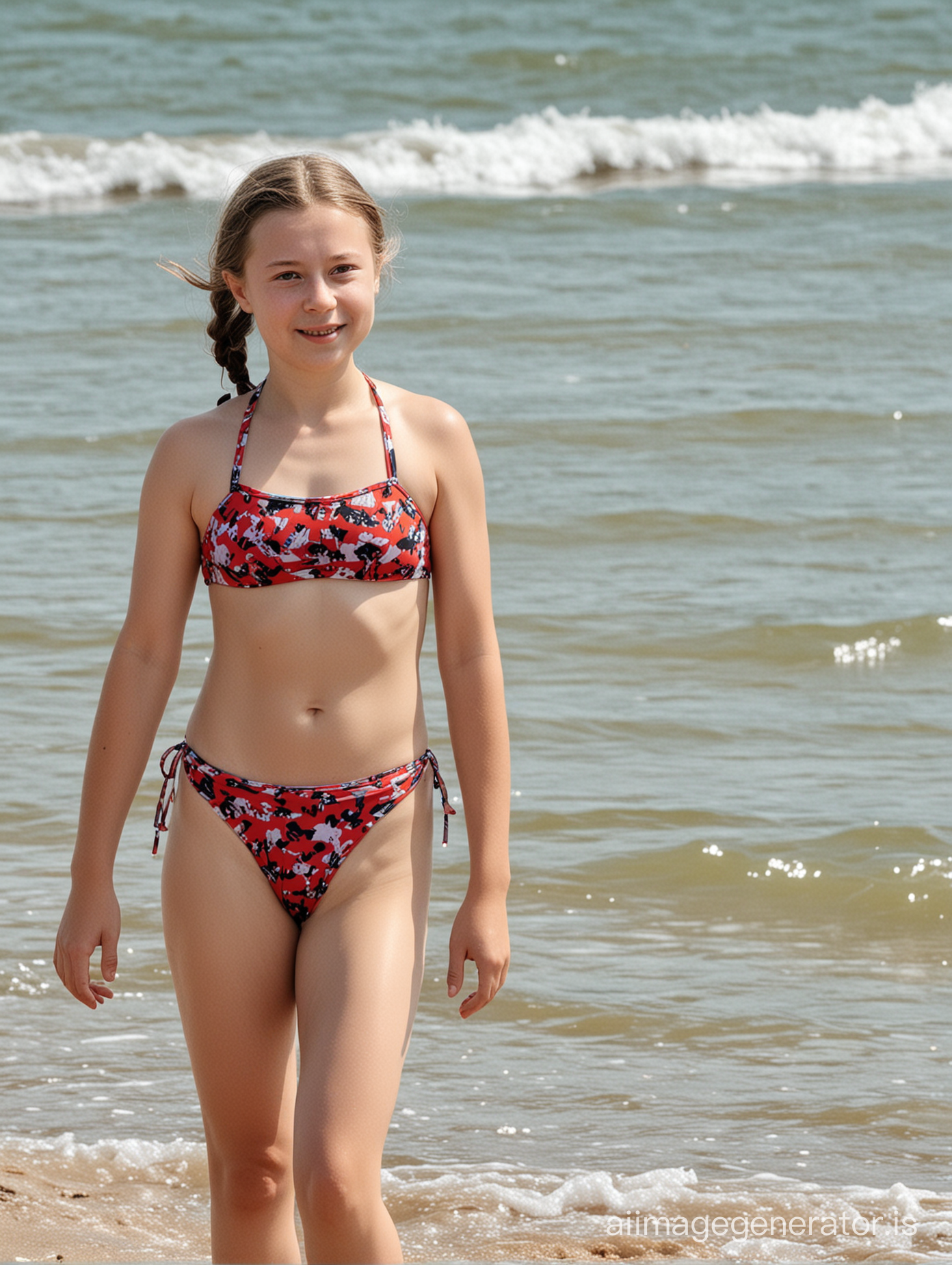Greta Thunberg in bikini on beach