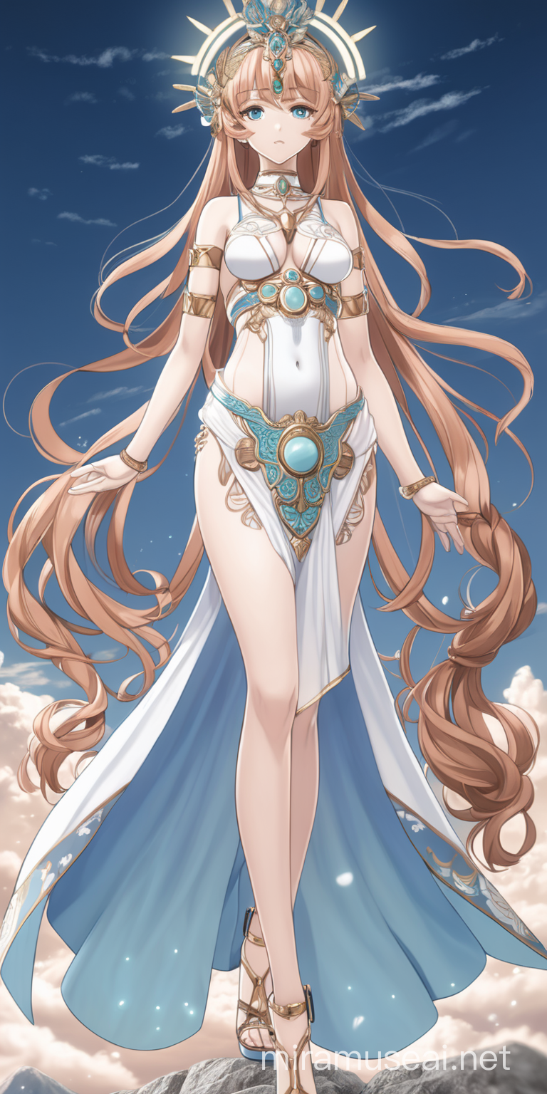 a goddess. Their full body is in view. anime style