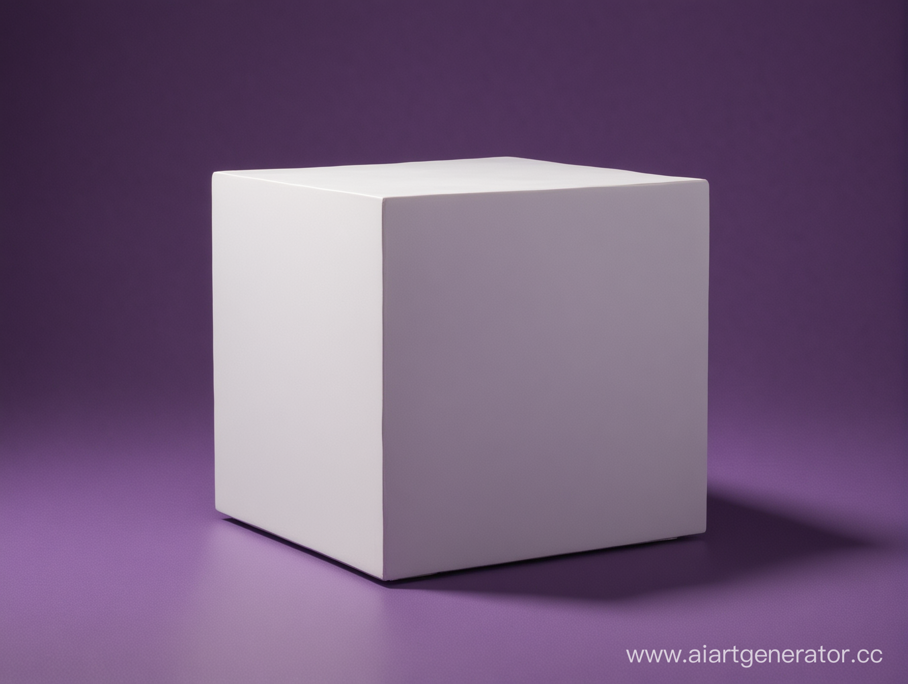 белый куб на тёмно-фиолетовом фоне