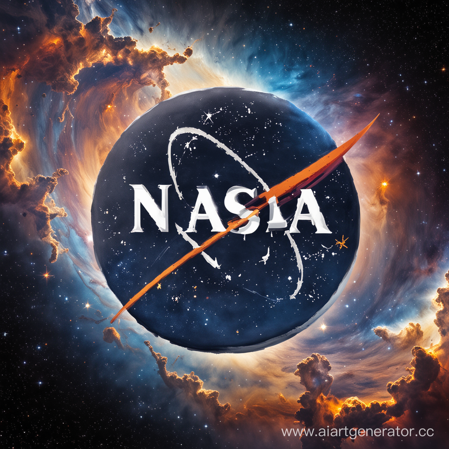 лого наса на фоне космоса
