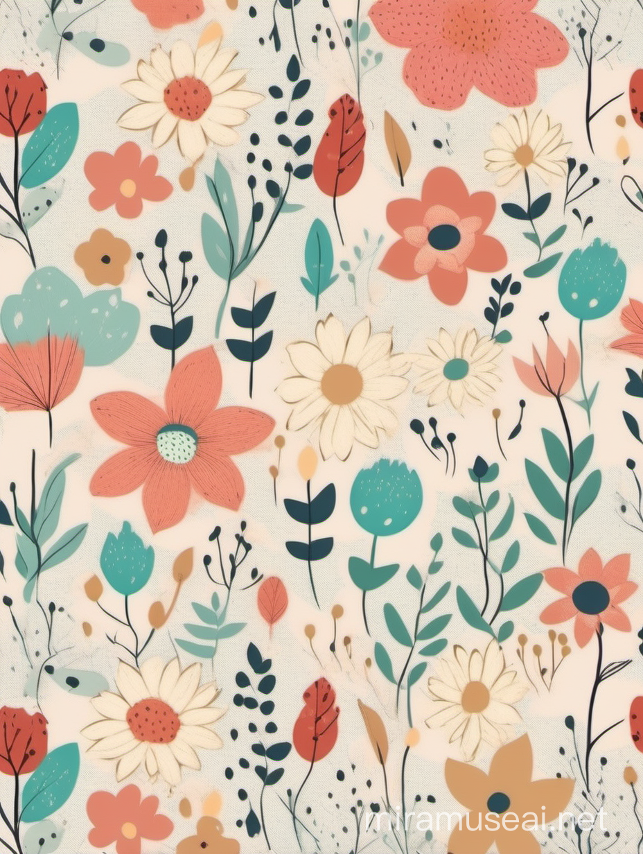 Soft Textured Floral Seamless Pattern for Childrens Decor