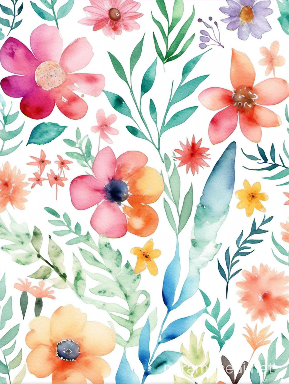 soft, watercolor floral seamless pattern for kids in illustrator