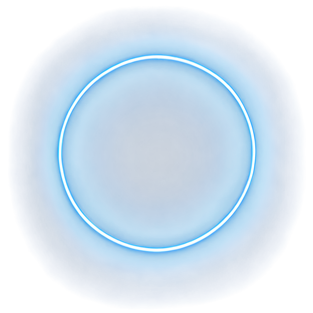 glowing round frame neon blue