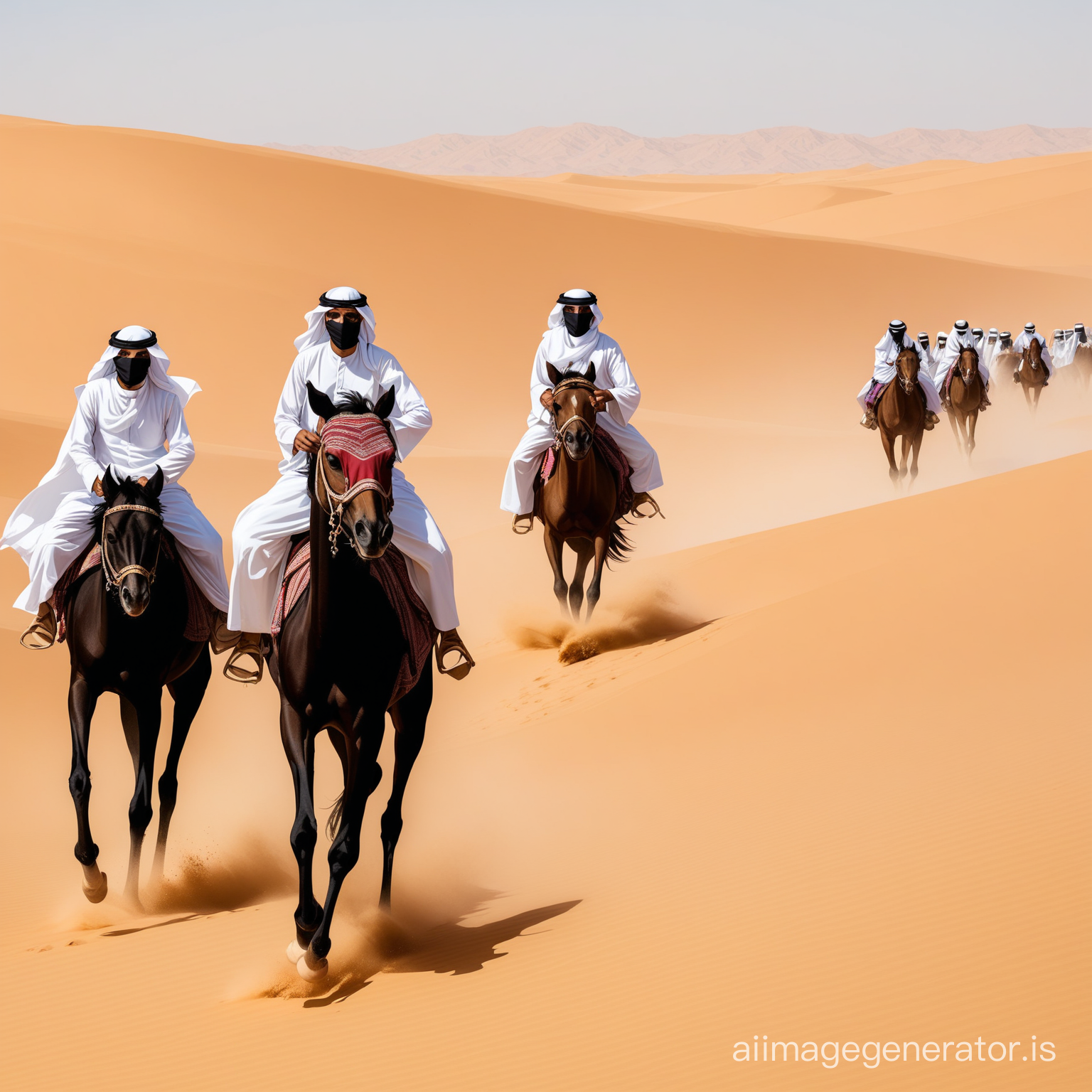 Masked Arabs in a desert