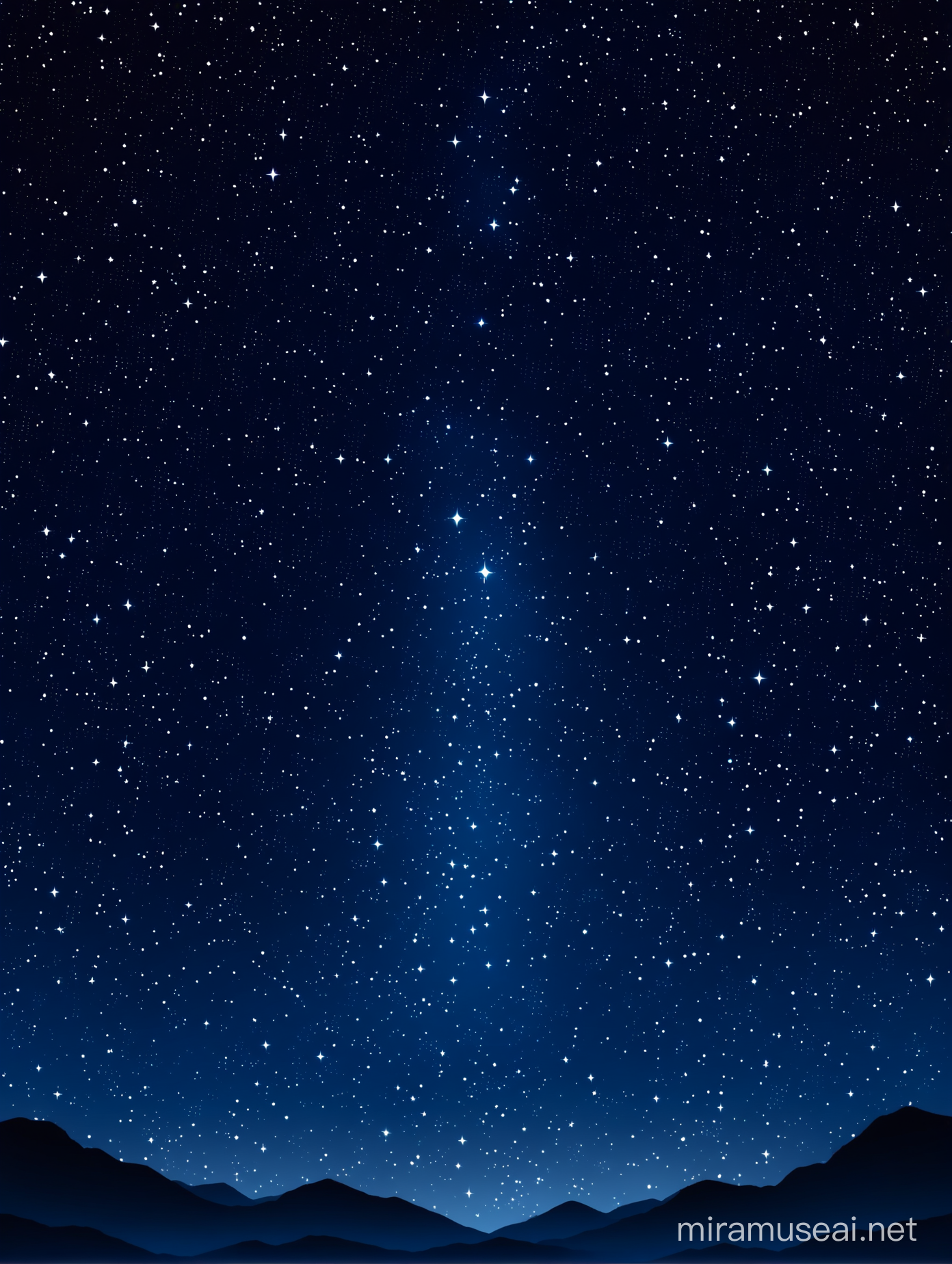Starry Night Sky with Twinkling Stars Realistic Dark Blue Cosmos