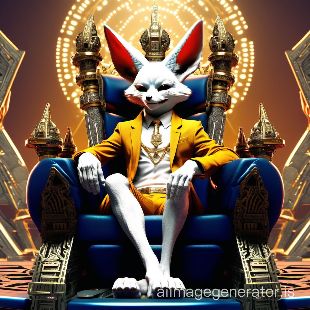 rich fennec king in his throne style NFT, futuristic,details,4K