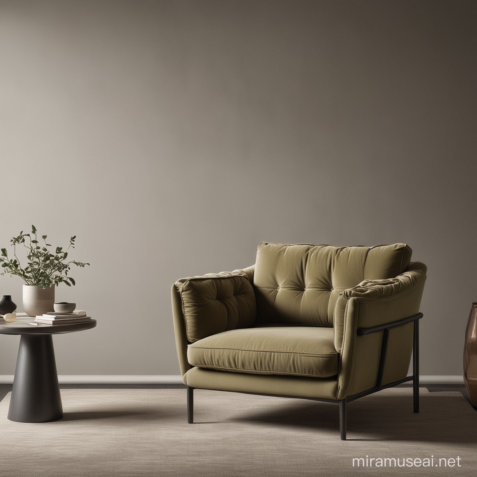 Organic Armchair Design in Anthracite and Khaki A Visual Homedecor Concept