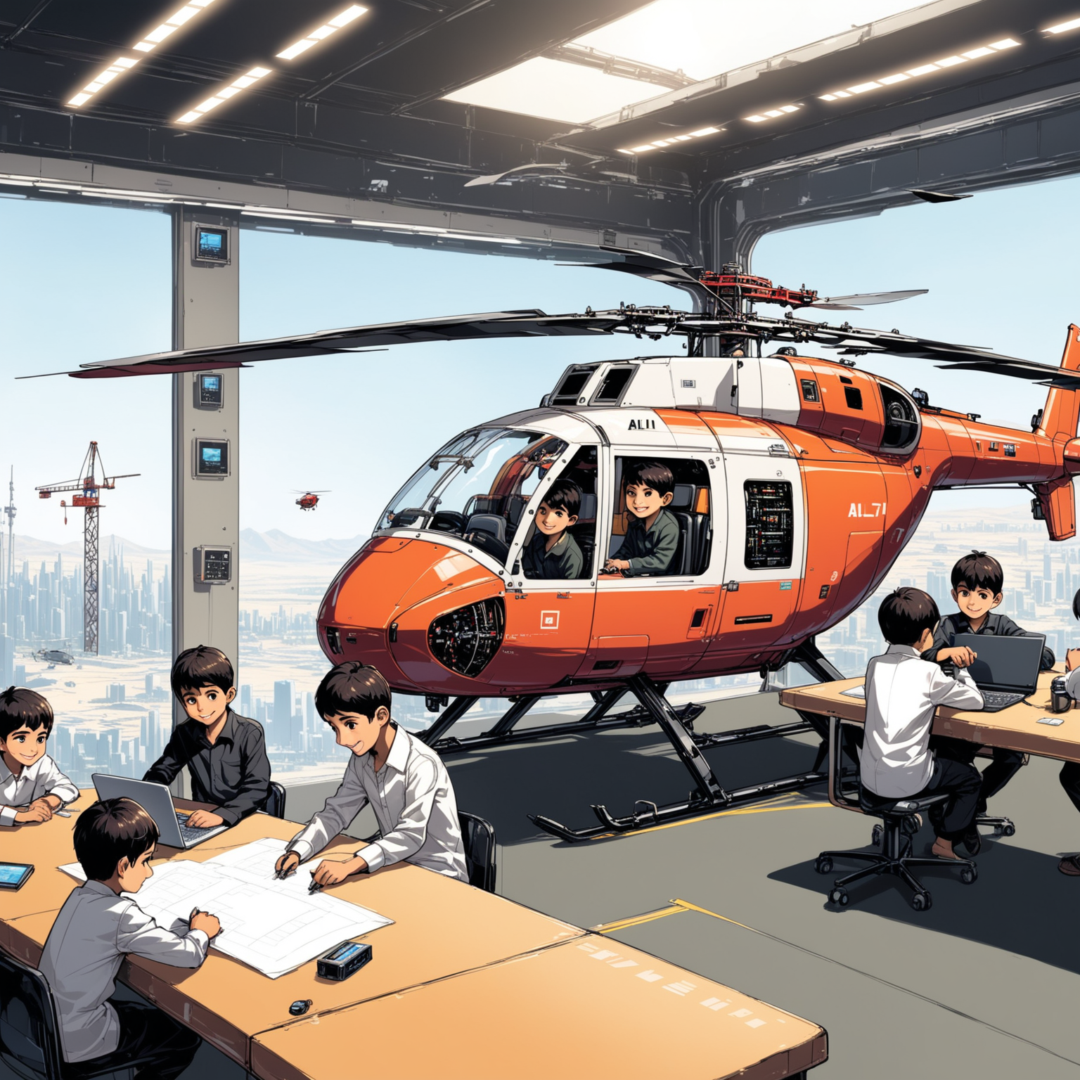 Persian Boys Designing and Building Helicopters in HighTech Workshop