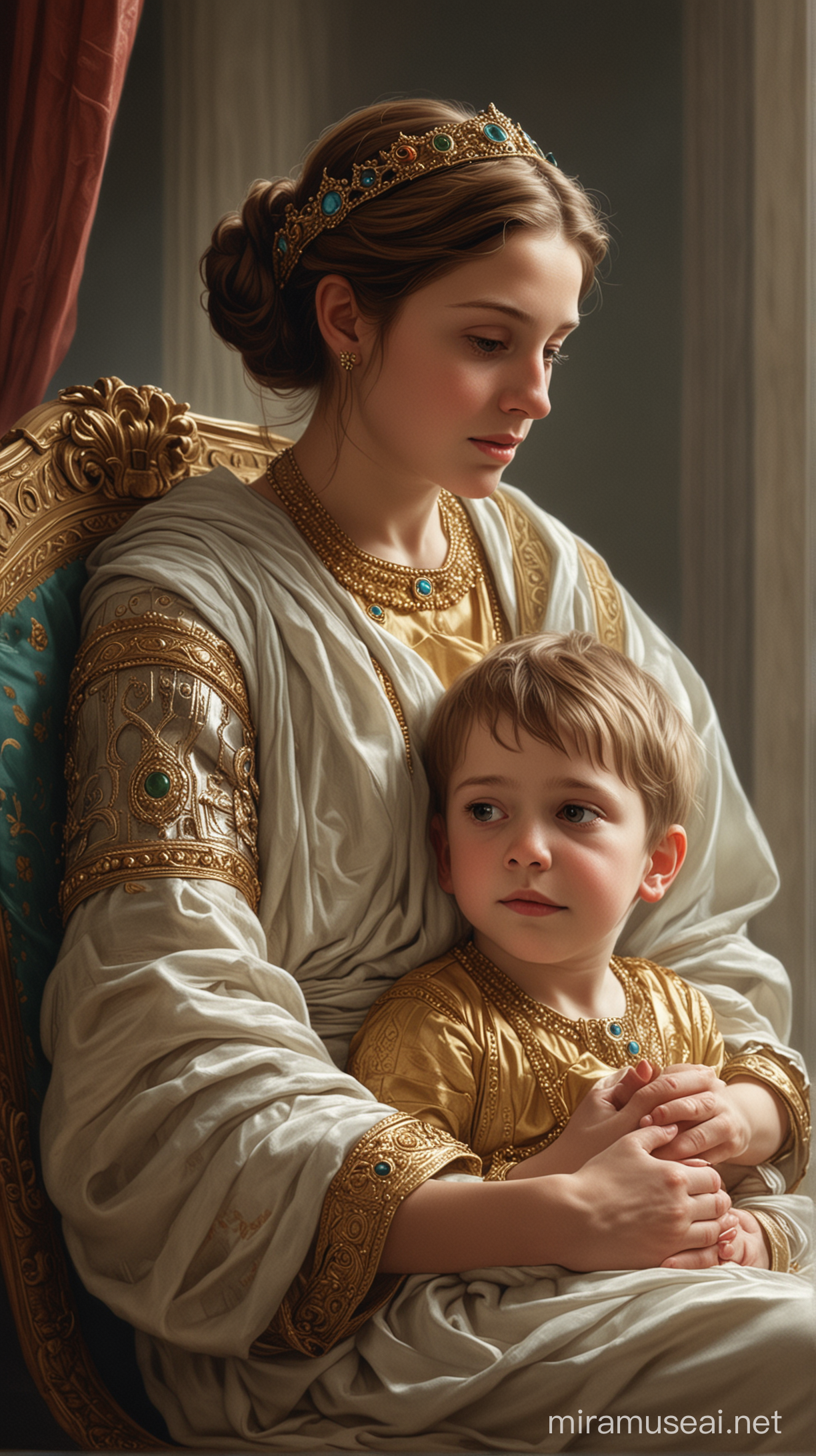 Hyper Realistic Illustration of Alexander Enthralled by Mothers Tales