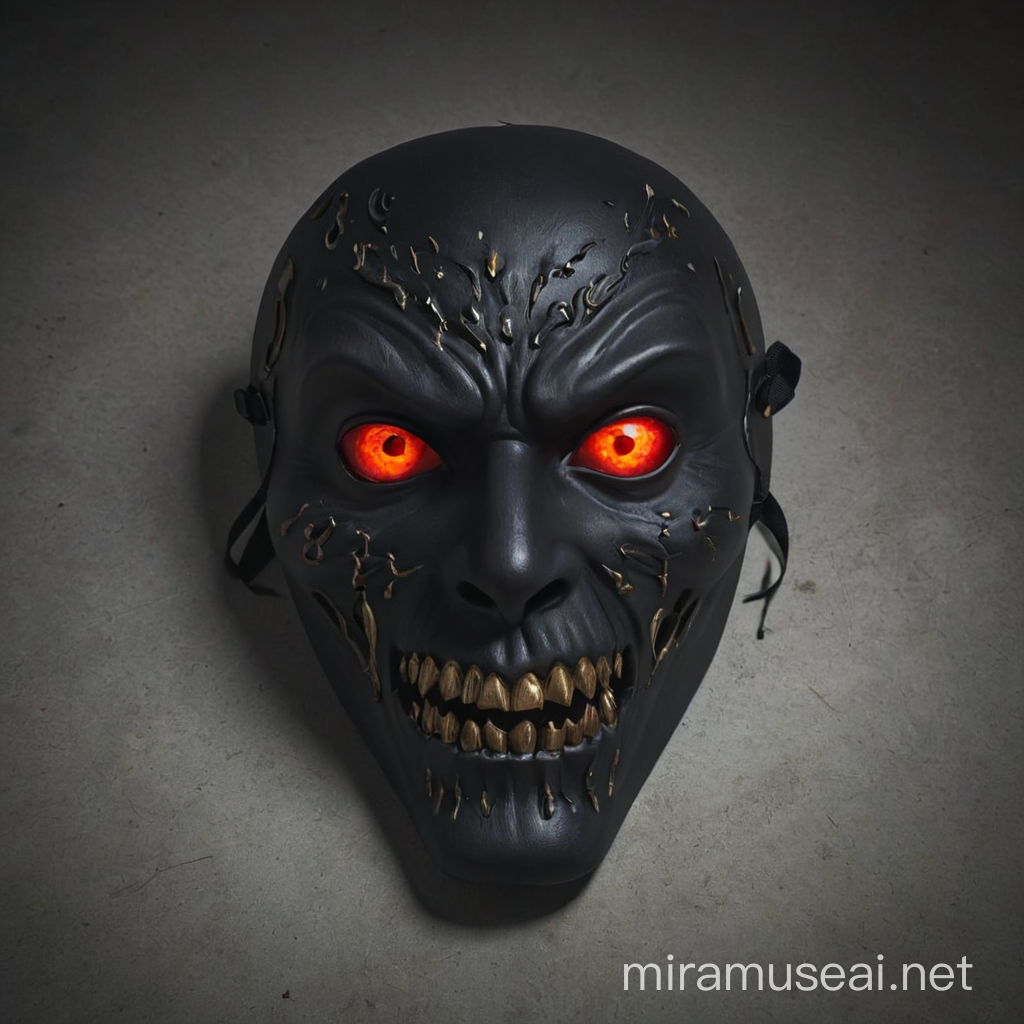 Eerie Horror Mask in the Shadows with Glowing Eyes