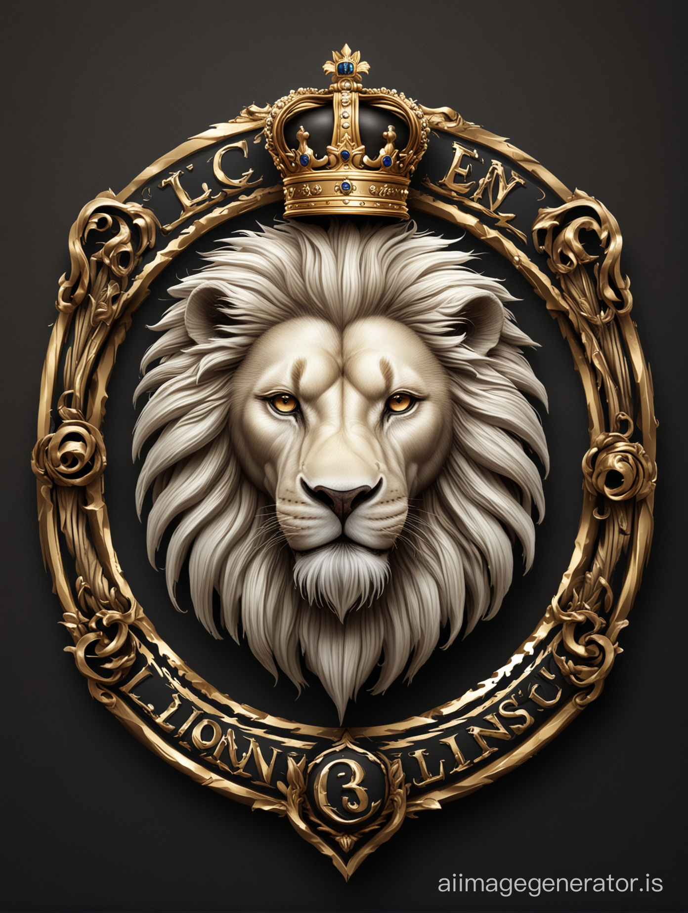 дизайн логотипа для канала 3 льва, белый лев, золотой лев, черный лев. Фэнтези реалистик. Векторная графика, HD written tag line royal Family
