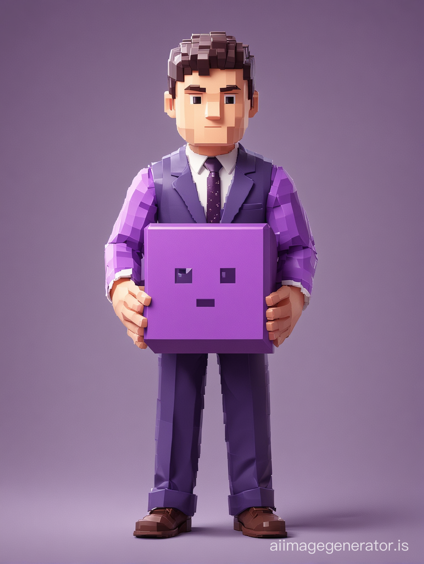 pixel Male  holding purple Block