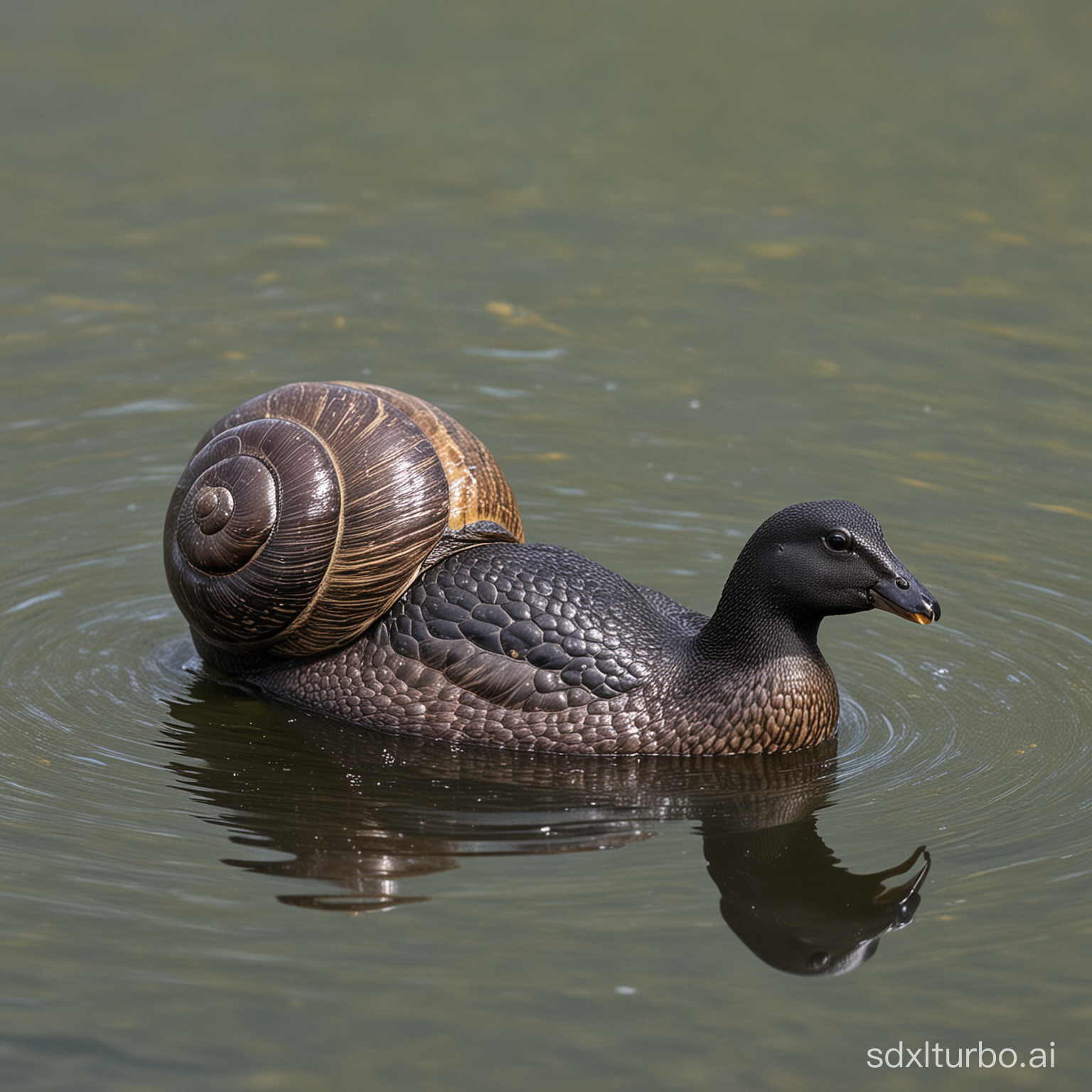 a snail black duck