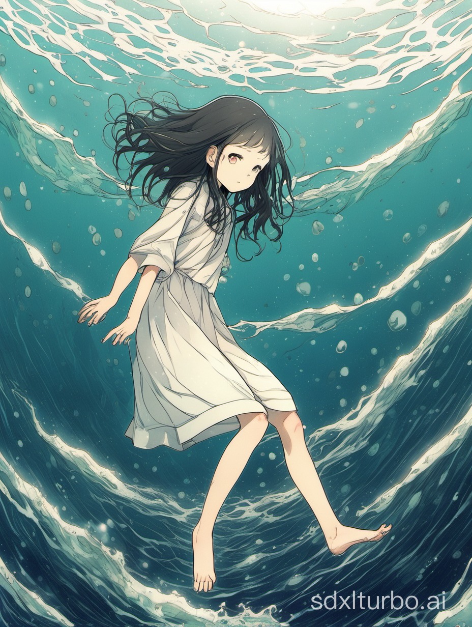 A girl who fell into the sea