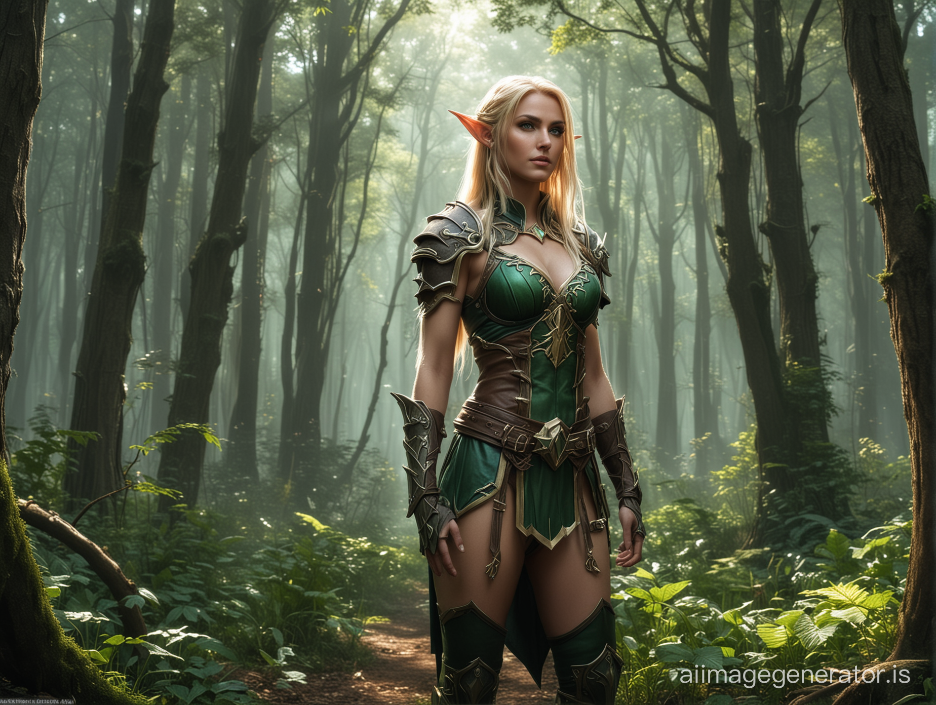 Elf in a forrest from World of Warcraft