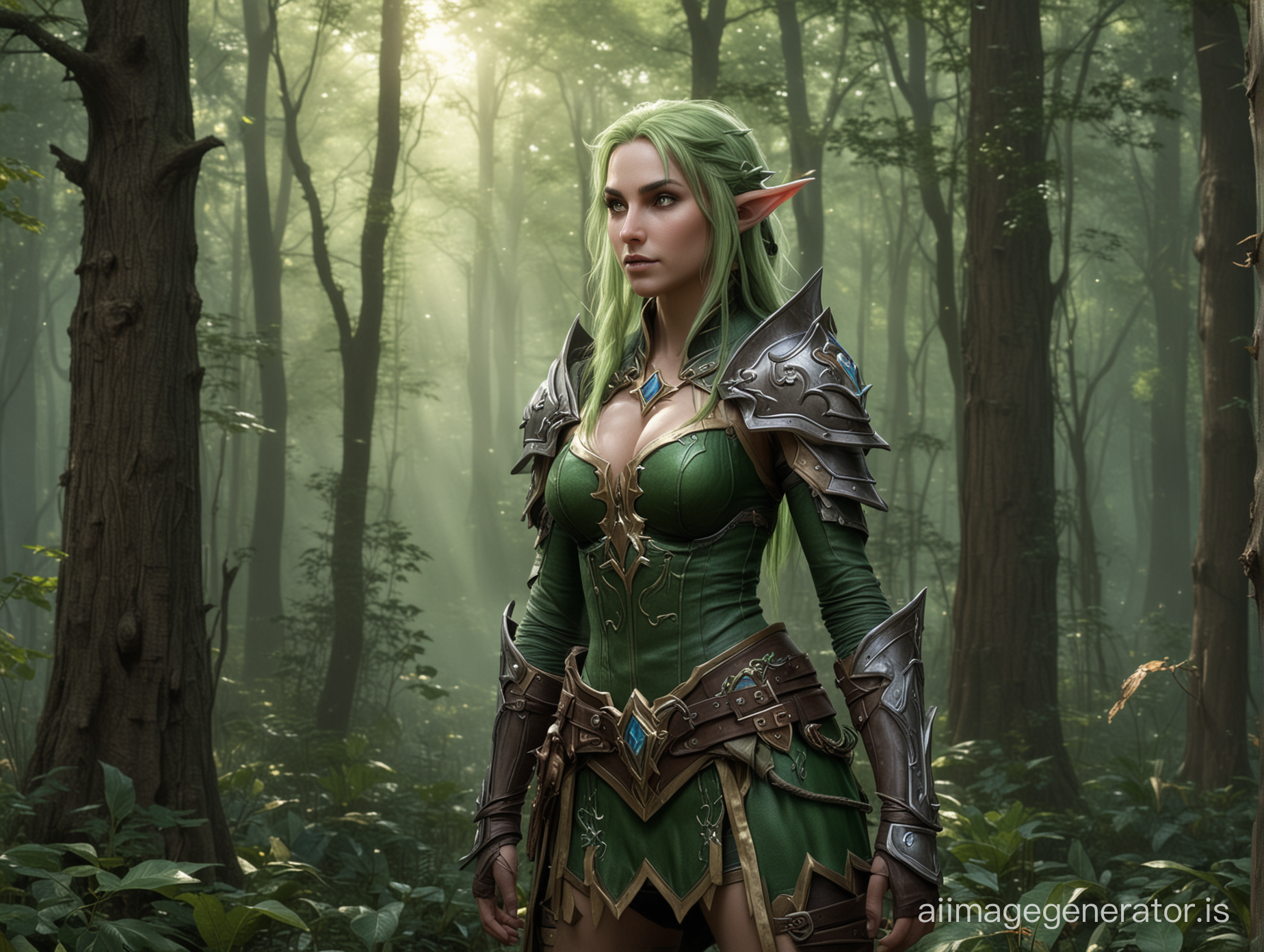 Elf in a forest from World of Warcraft