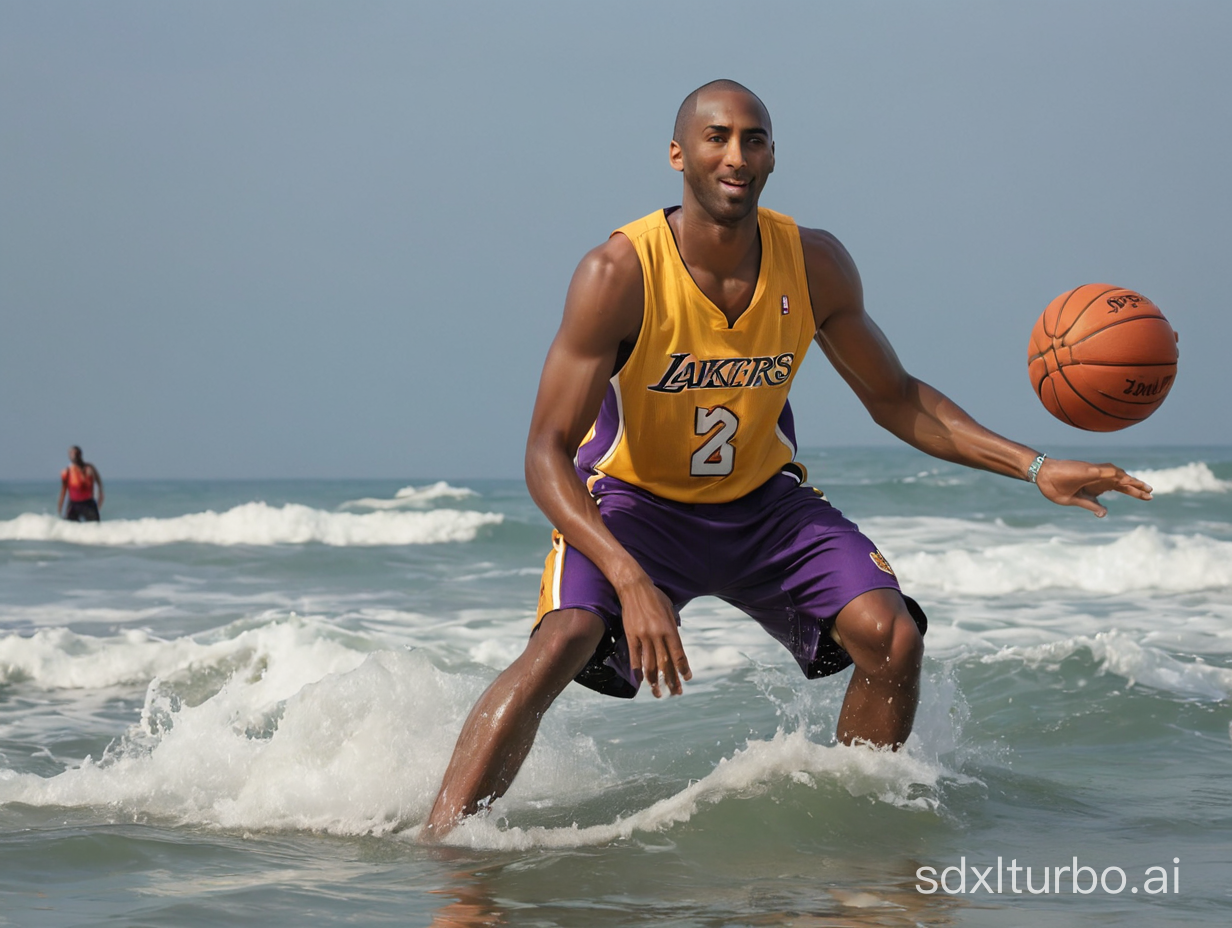 Kobe BryantPlaying basketball in the sea