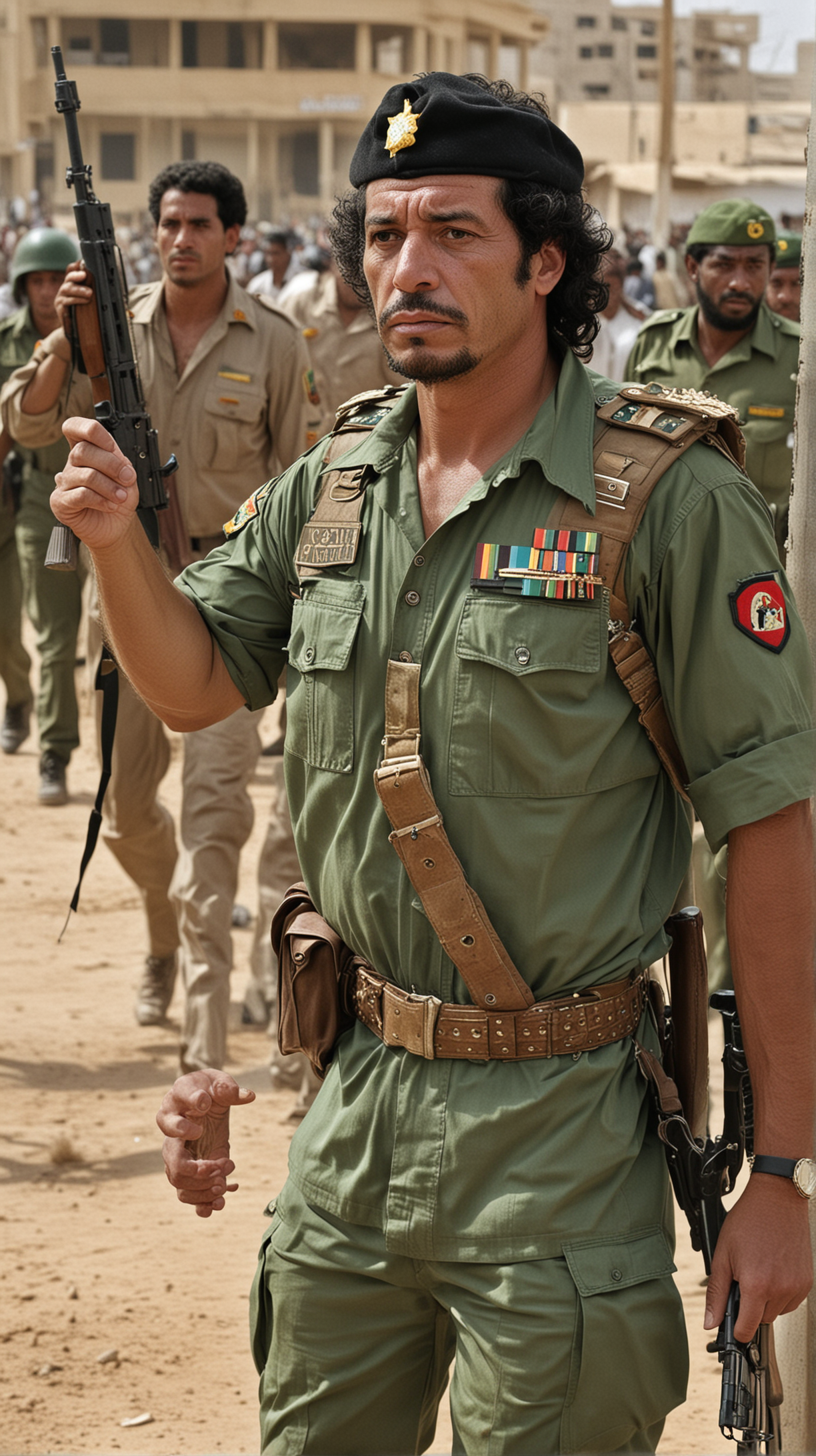 The Amazon Guard in action, protecting Gaddafi with fierce determination.