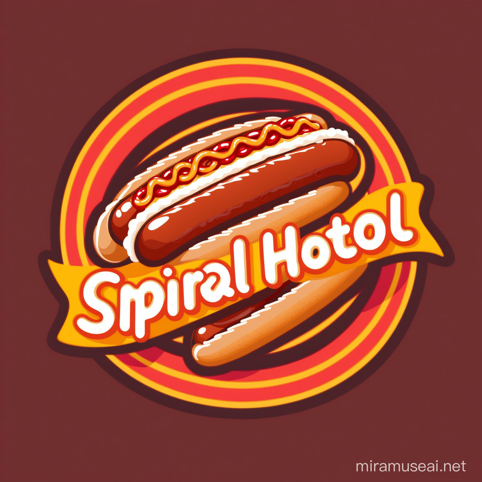 Spiral hotdog on a stick logo