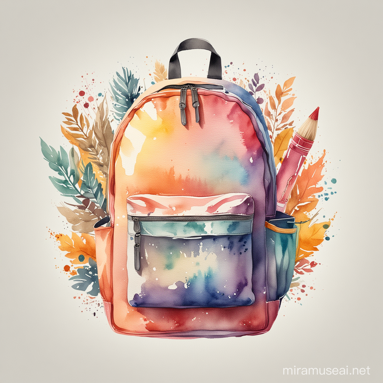 Watercolor styled, single Back to school with no background