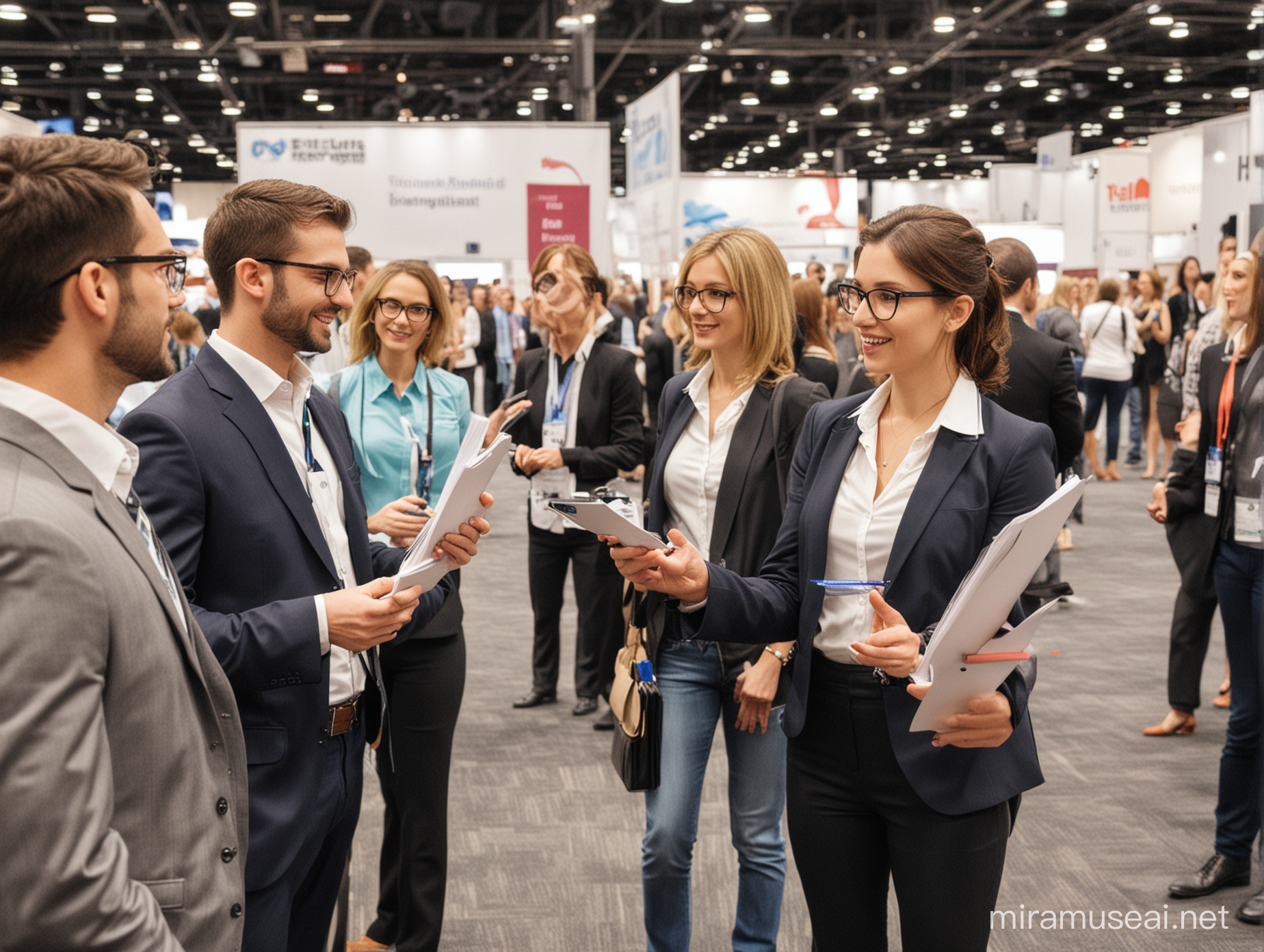 Professional Talent Management Experts Networking at Trade Show
