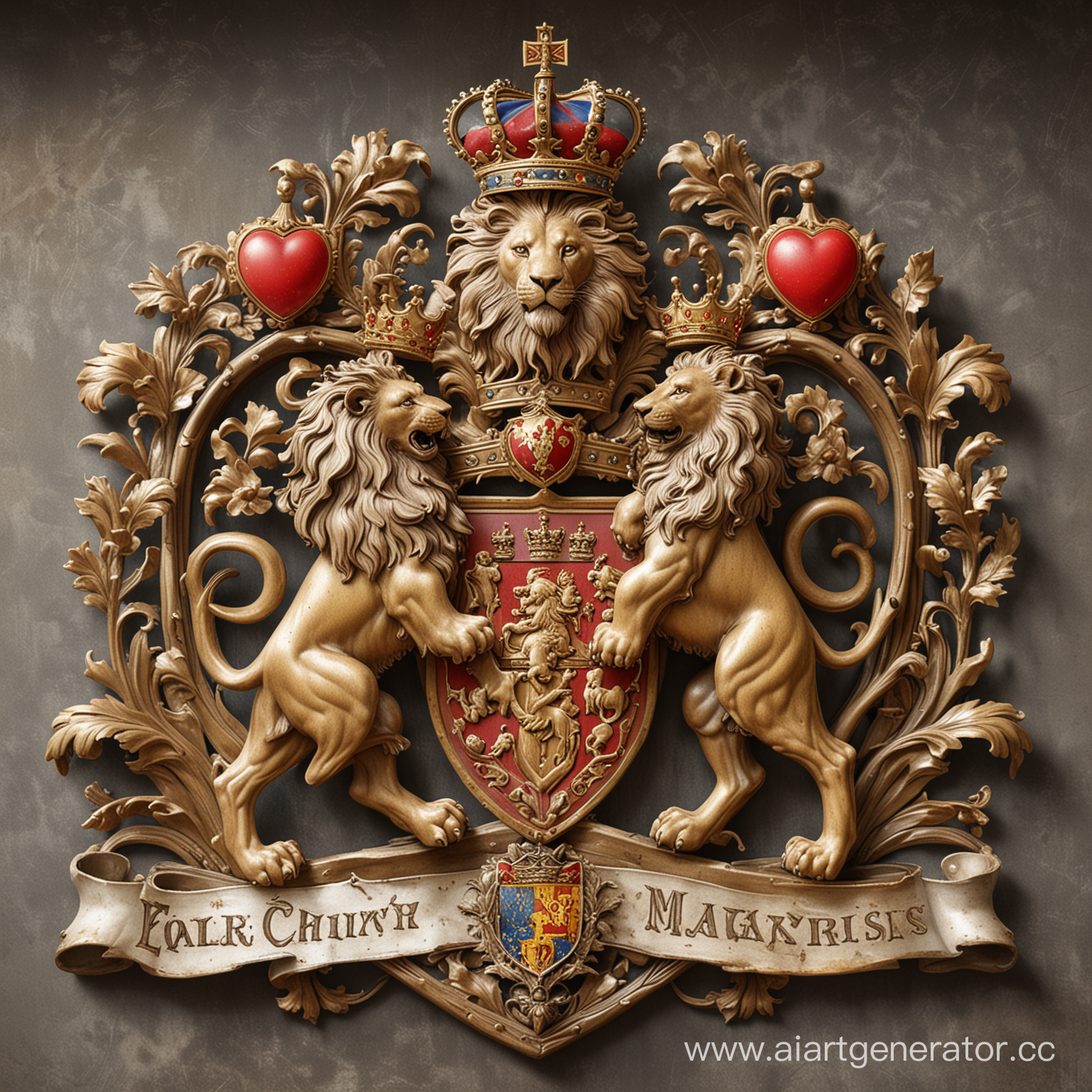 герб

В верхней части герба изображен лев - н стоит на задних лапах,

Под львом на гербе изображена весы

В нижней части герба изображено сердце, окруженное лучами света 
Под всем этим изображен лозунг: "Смелость, Честность, Доброта",
