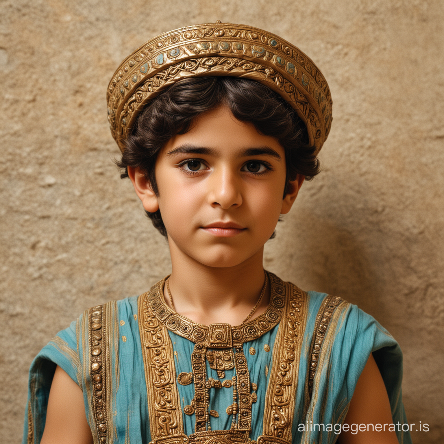 Ancient persian achamaenid boy with achamaenid dress