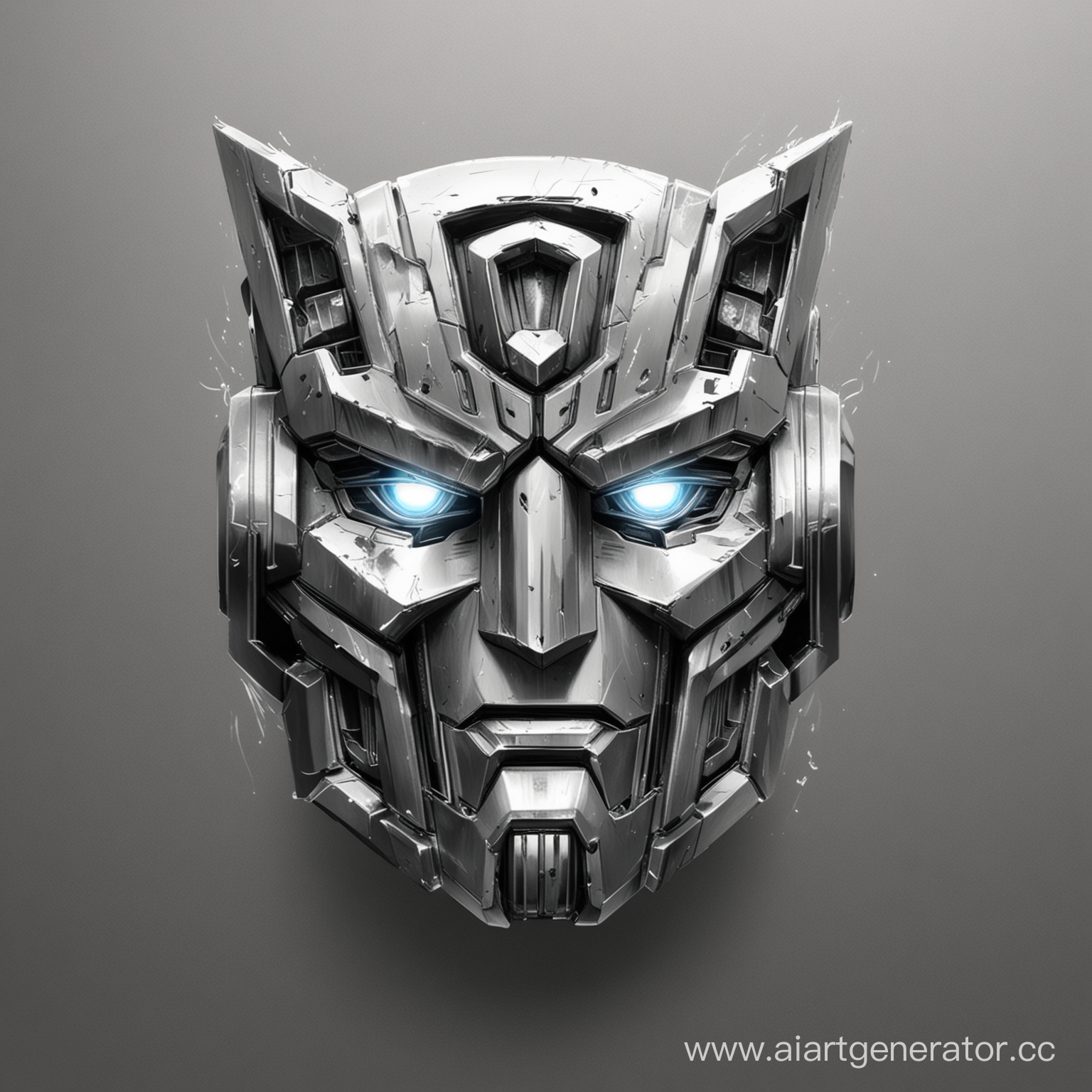 нарисуй логотип лицо трансформера, блестяший металл