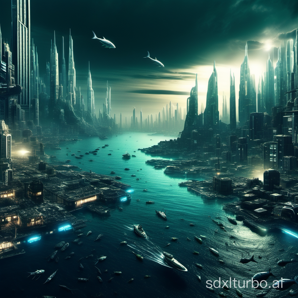 deep sea，science fiction，8k,city