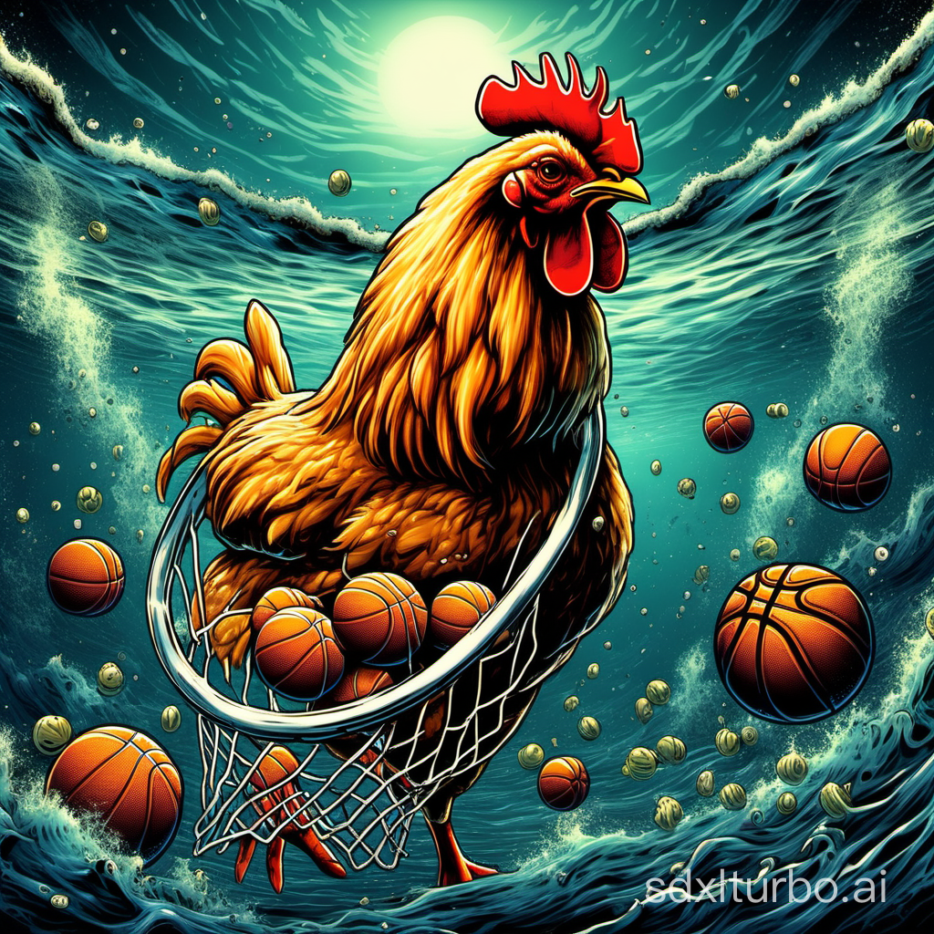 deep sea,chicken,basketball