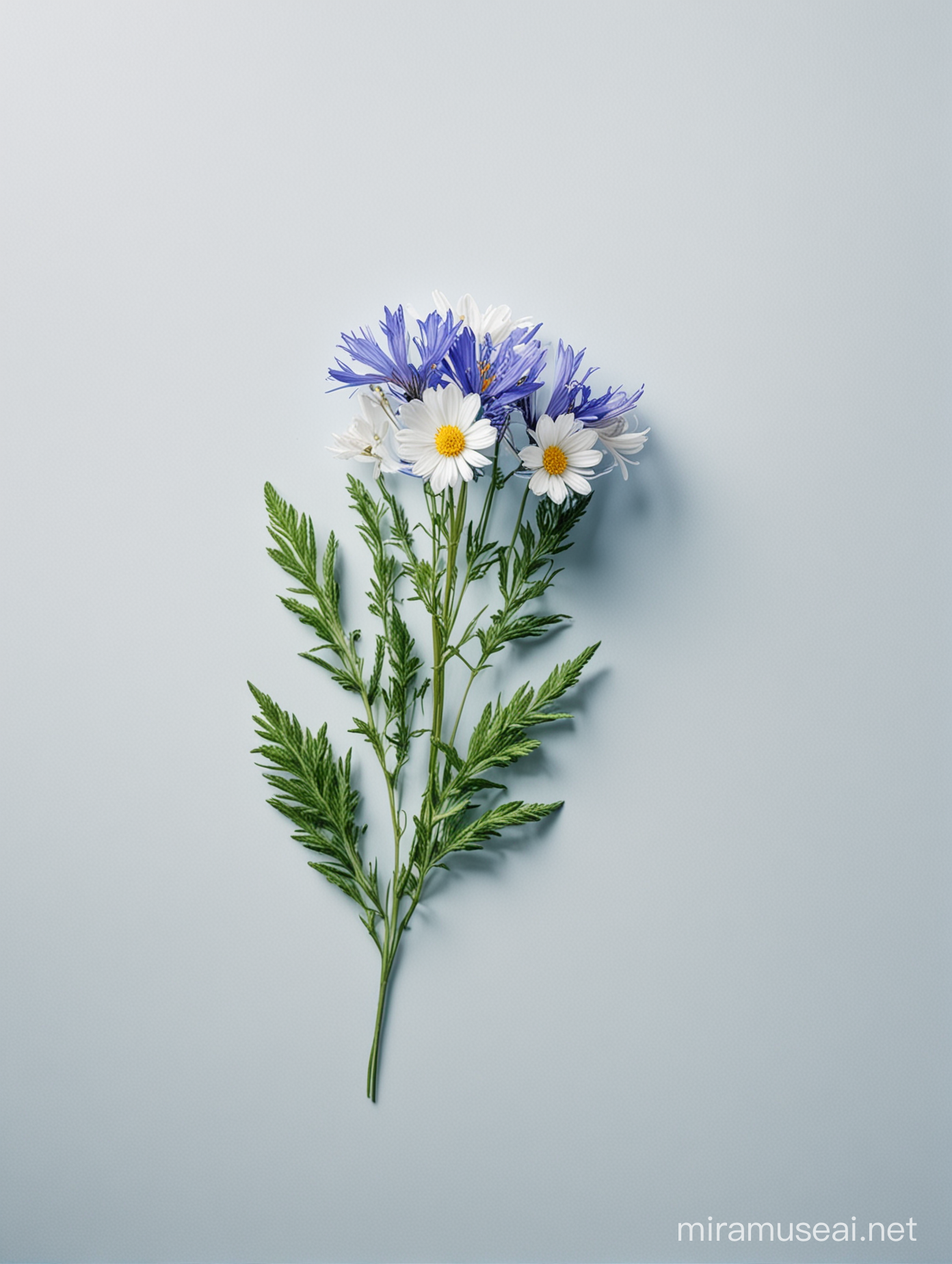 Vibrant Blue and White Wild Flowers on Natural Background