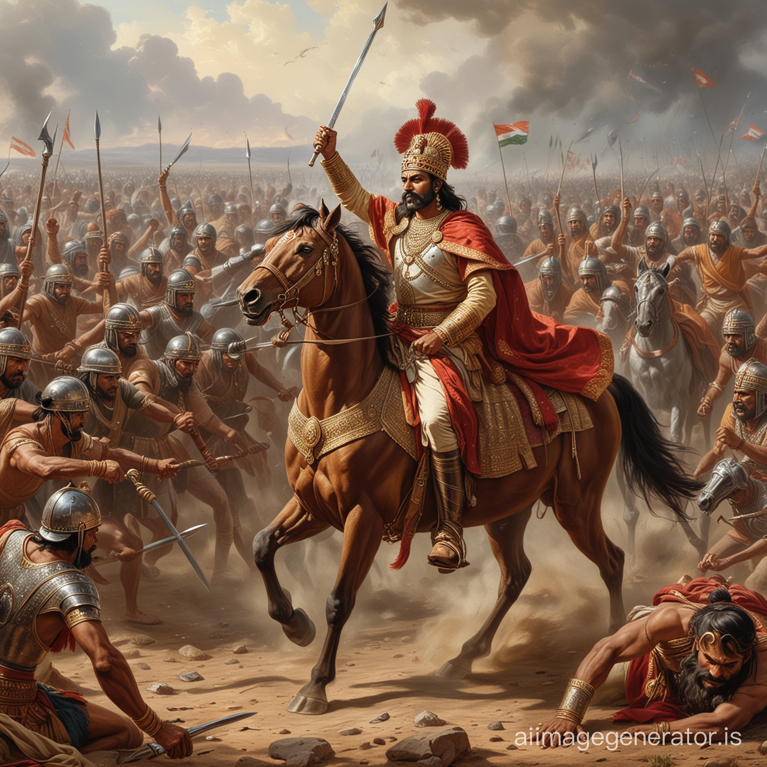 Indian King in battle