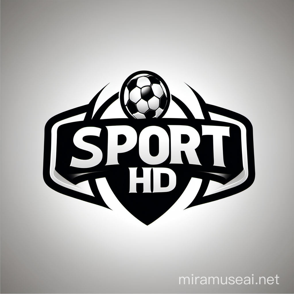 simple white and black logo with name: SPORT HD with transparent background