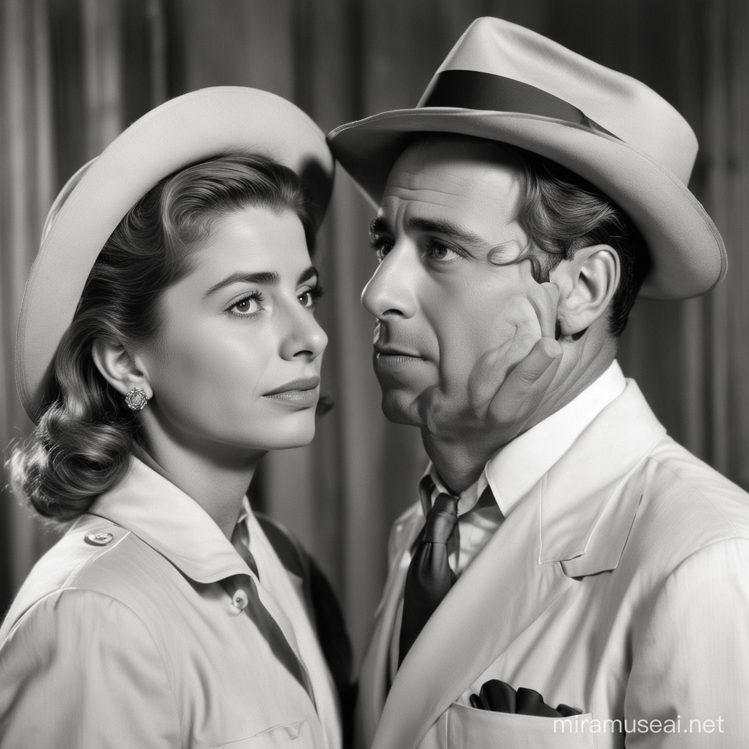 Humphrey Bogart and Ingrid Bergman in Casablanca 1970 Ultra Realistic Photo Recreation