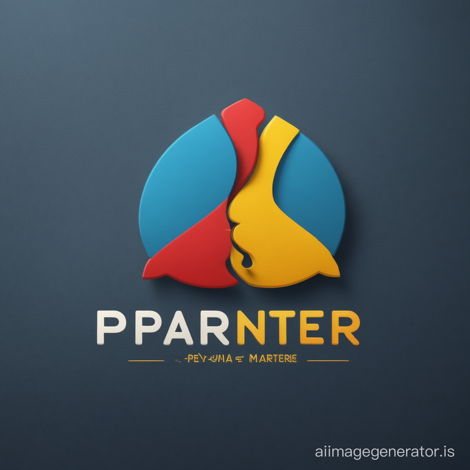 создать логотип компании Partner and Partners использовать контрастные цвета синий фон надпись красная и Жолтая: Partner and Partners