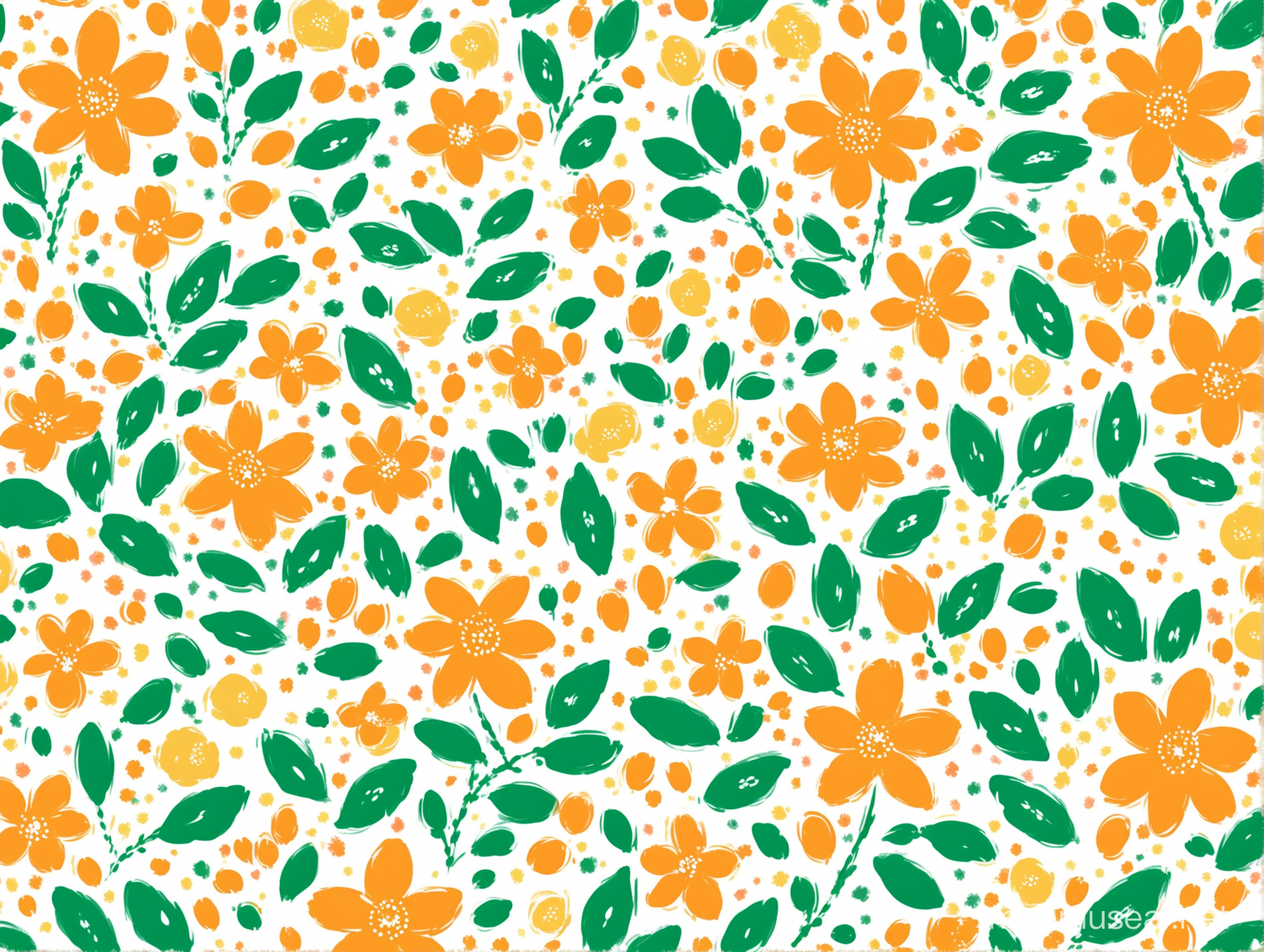 Vibrant Spring Floral Pattern with Abstract Brush Stains