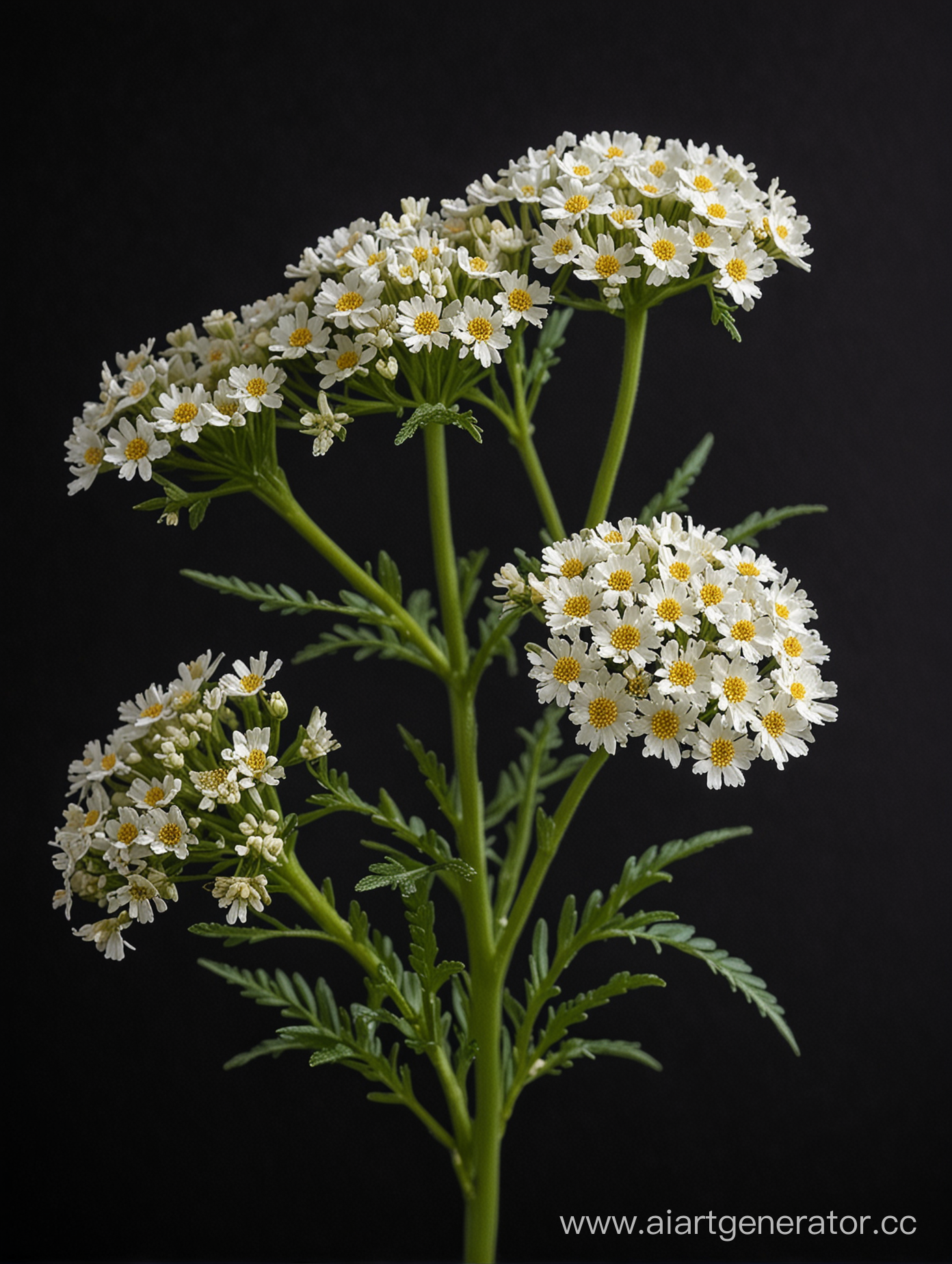 Achillea on black background