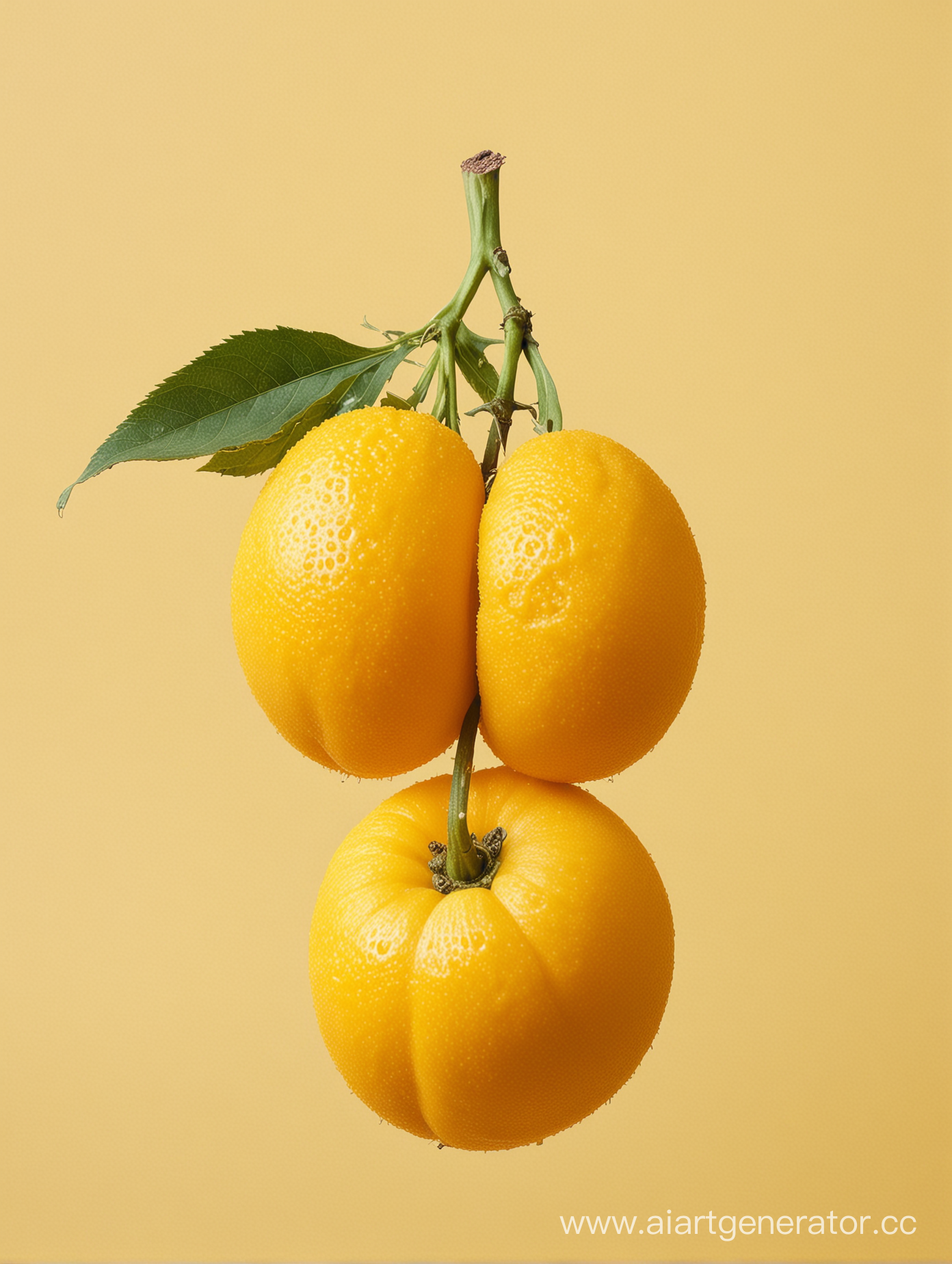 akebi-fruit on yellow background
