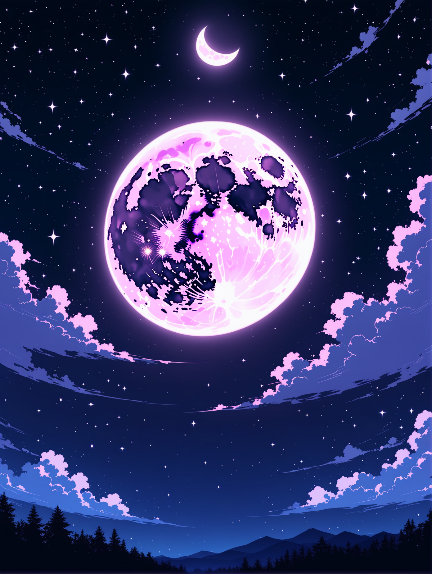 Dreamy Moonlit Night Sky Wallpaper
