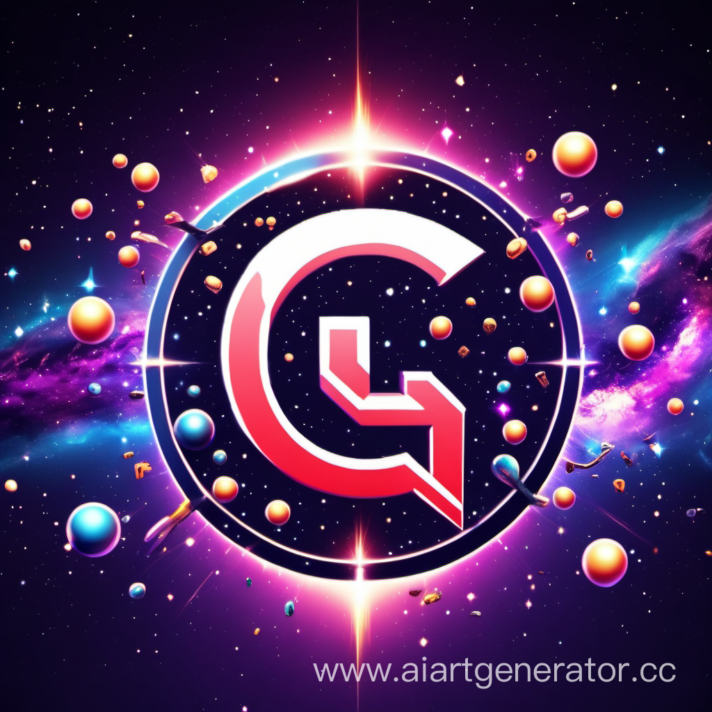 аватарка для ютуб канала с маленькой буквой q по центру и выполненная в космическом и современном игровом стиле