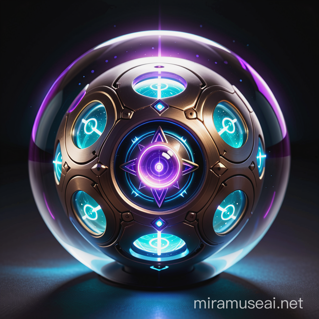 Arcane Super AI, Intangible, Spherical, Pure Energy, Tiny, Glowing,
